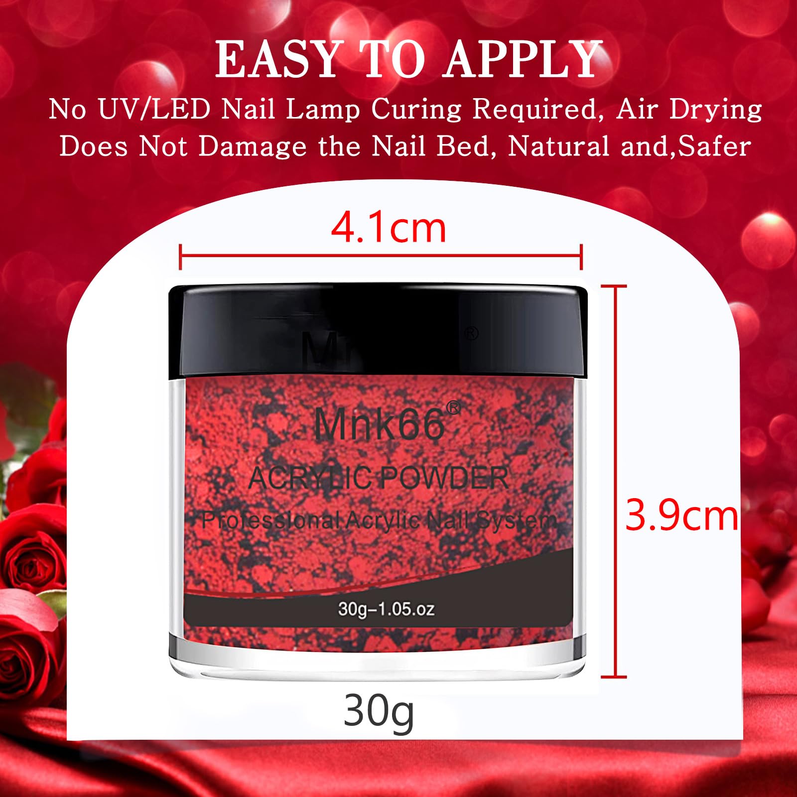 Professional Sparkly Golden Red Glitter Acrylic Nail Powder for Nail Extensions, French Manicure, 3D Flower Nail Art & Carving - 30g (YSJF018) | Perfect for Beginners, Salon Use & DIY Nail Designs at Home