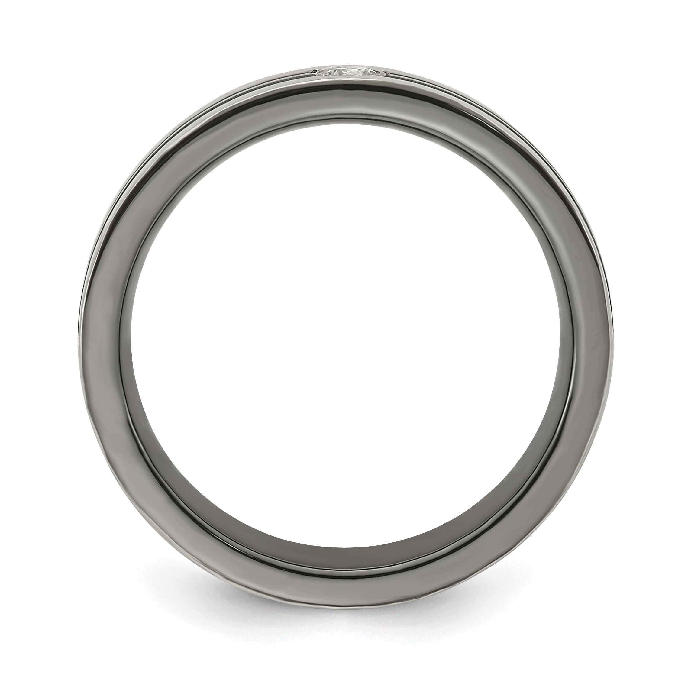 Edward Mirell Black Titanium Grey Edge Diamond 925 Sterling Silver 6mm Wedding Band Ring for Men - Perfect for Engagement, Anniversary & Everyday Wear