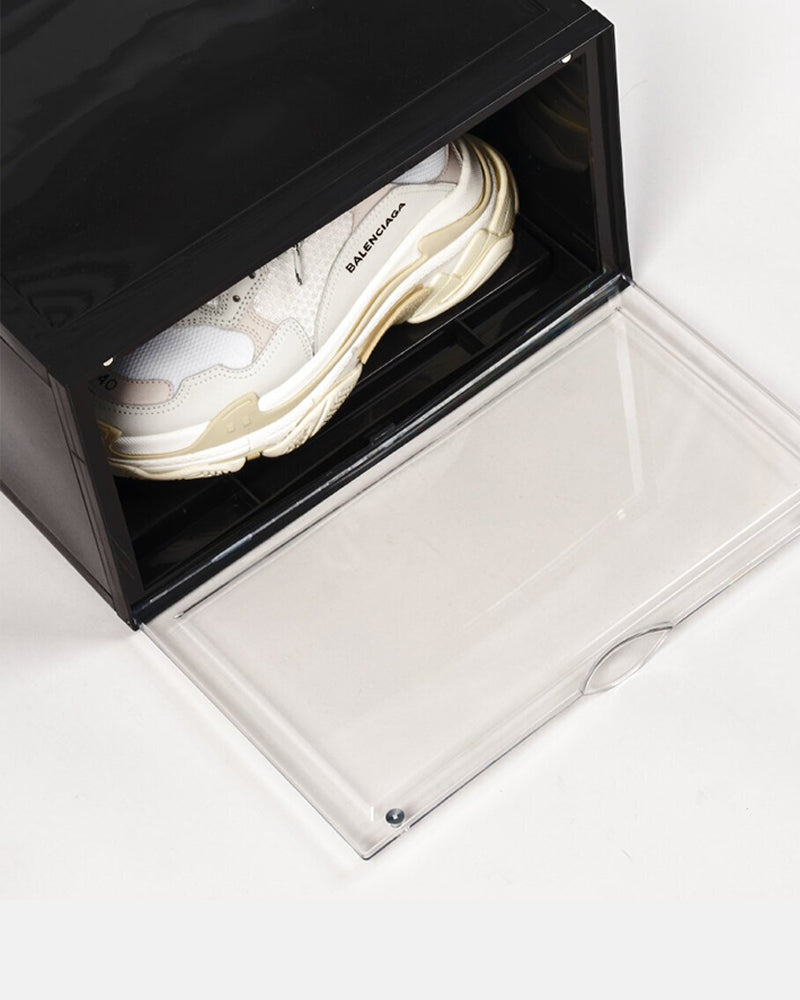 Premium Black Sneaker Display Crate with Side Opening - Stylish Shoe Storage for Sneakerheads & Collectors - Perfect for Retail Stores, Home Decor & Sneaker Showcases