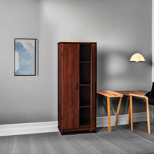 ClosetMaid 2-Door Pantry Cabinet with Adjustable Shelves - Dark Cherry Standing Storage Cupboard for Kitchen, Laundry Room & Utility Room - Perfect for Organizing Dry Food, Cleaning Supplies & Household Essentials