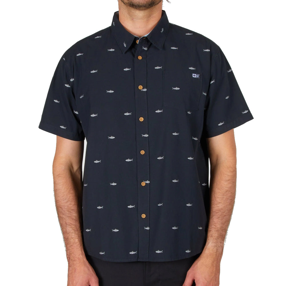 Salty Bruce Short Sleeve Woven Shirt for Men - Casual Summer Beachwear & Outdoor Activities