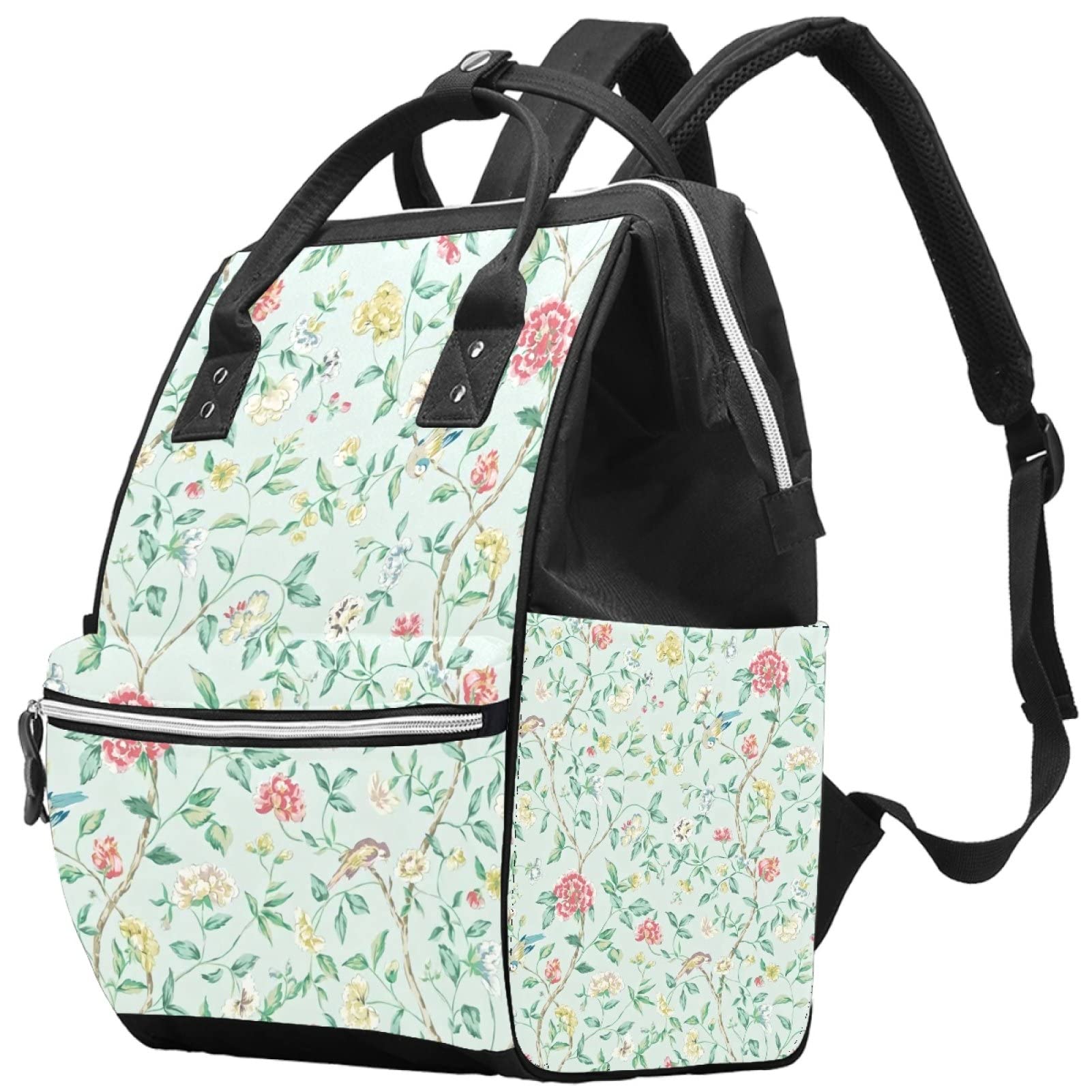 Stylish Floral Diaper Backpack for Moms & Dads - Large Capacity Baby Travel Backpack with Multiple Pockets | Perfect for Daycare, Park Outings & Family Vacations