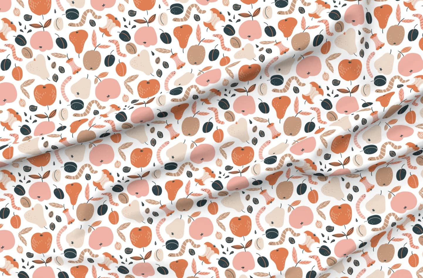 Cute Fruit Seeds Printed Velvet Fabric - Spoonflower Upholstery & Home Decor Fat Quarter for DIY Projects, Curtains, Pillows, and Apparel