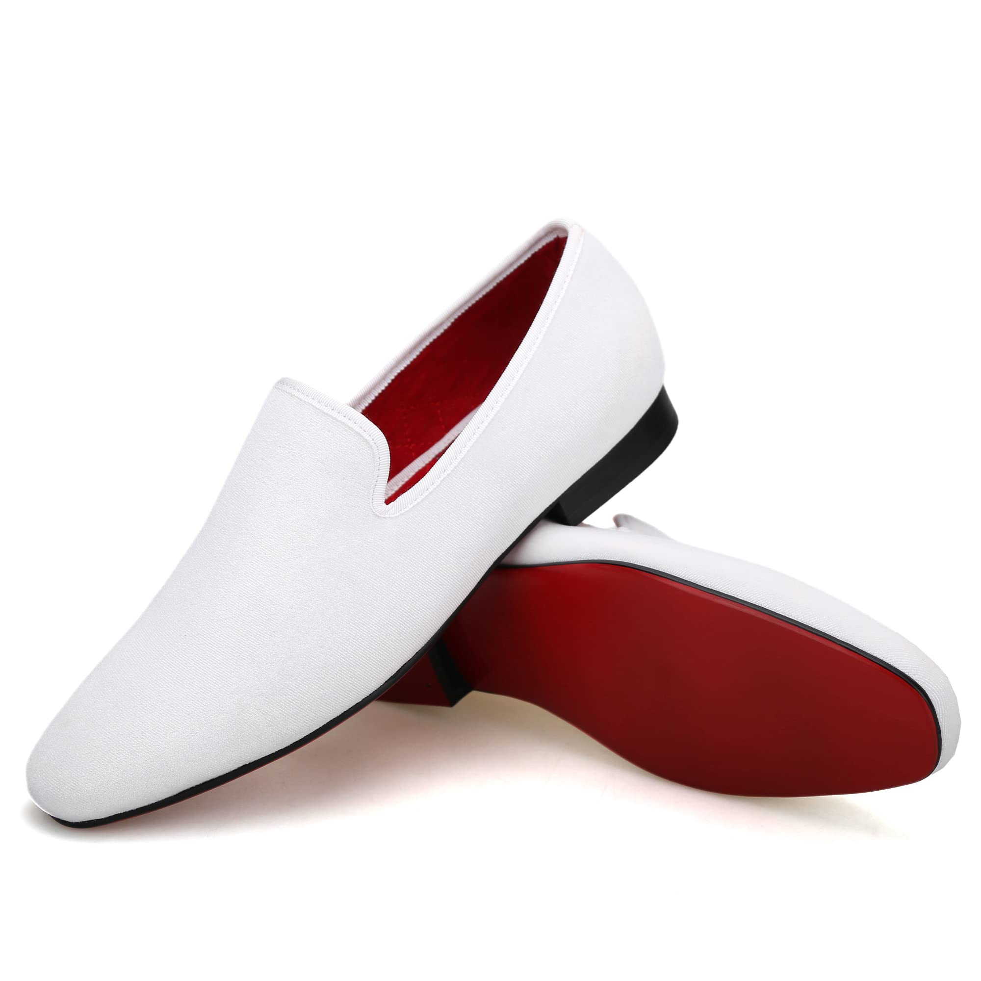 FERUCCI Men's Plain White Velvet Square Toe Loafers - Comfortable Slippers for Wedding, Prom & Casual Wear | Soft Indoor/Outdoor House Shoes for Relaxation & Special Occasions