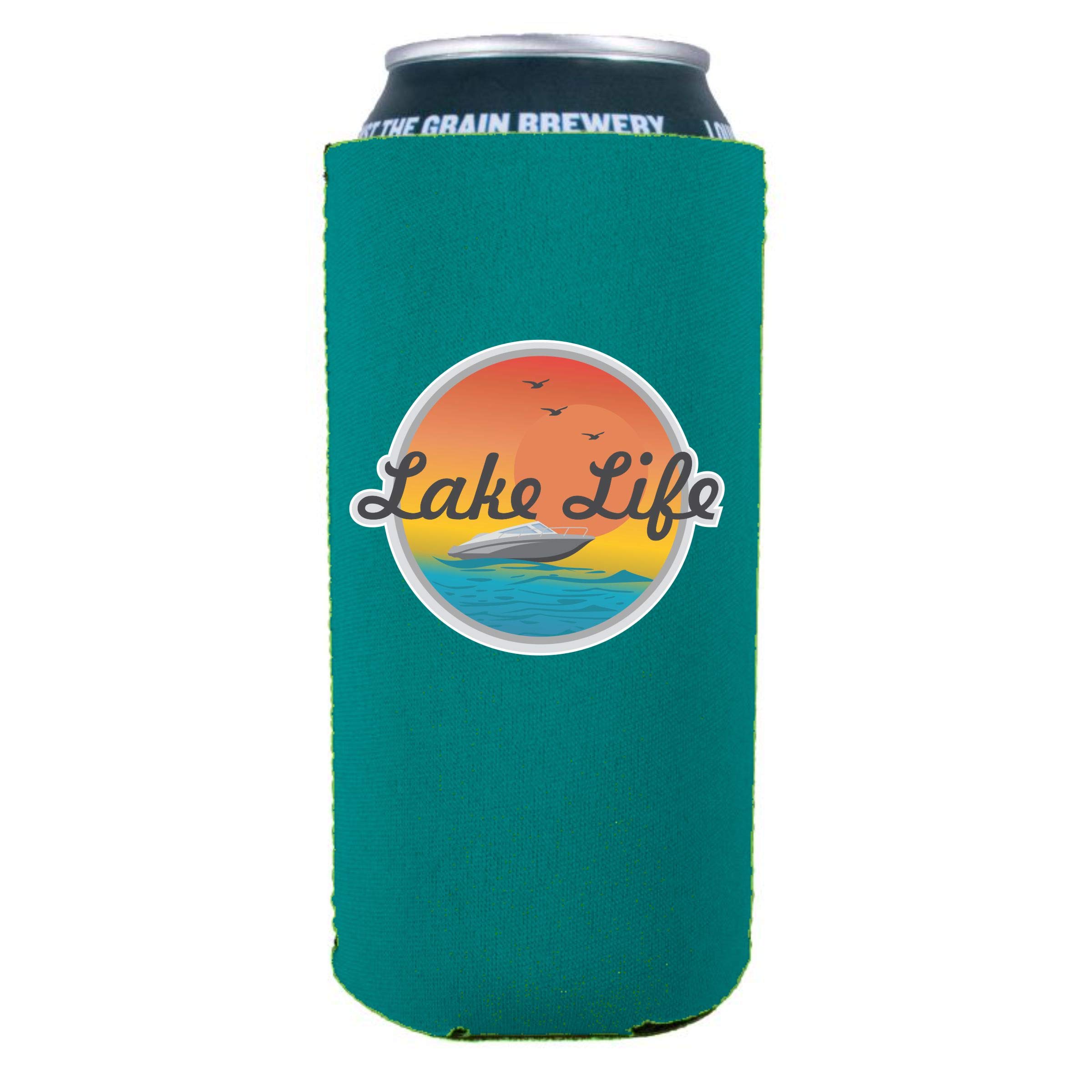 Lake Life 16 oz. Can Cooler in Aqua - Perfect for Beach, Pool, Boating & Outdoor Parties
