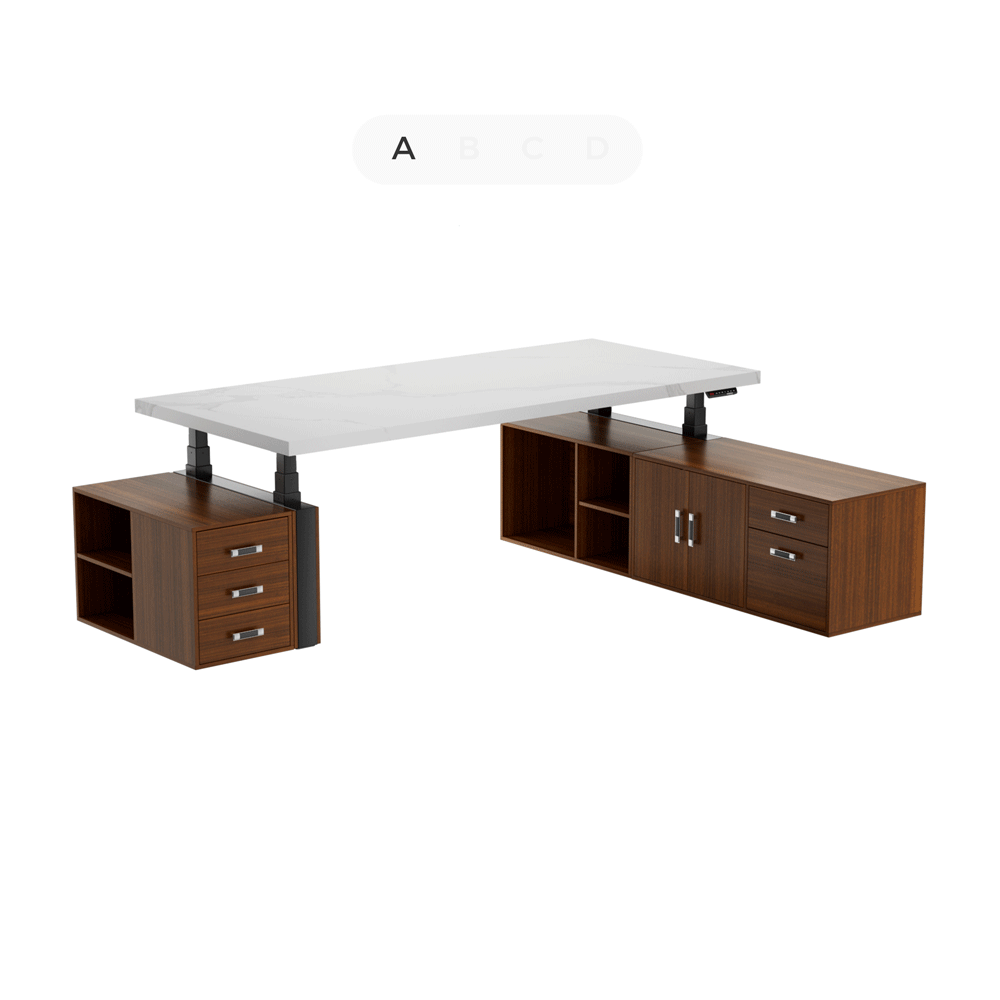 Zen Pro Series 87/72 Executive Standing Desk with Cabinets Set - Heated Sintered Stone Top | Adjustable Height Office Desk for Home & Workspace | Perfect for Remote Work & Modern Office Setup