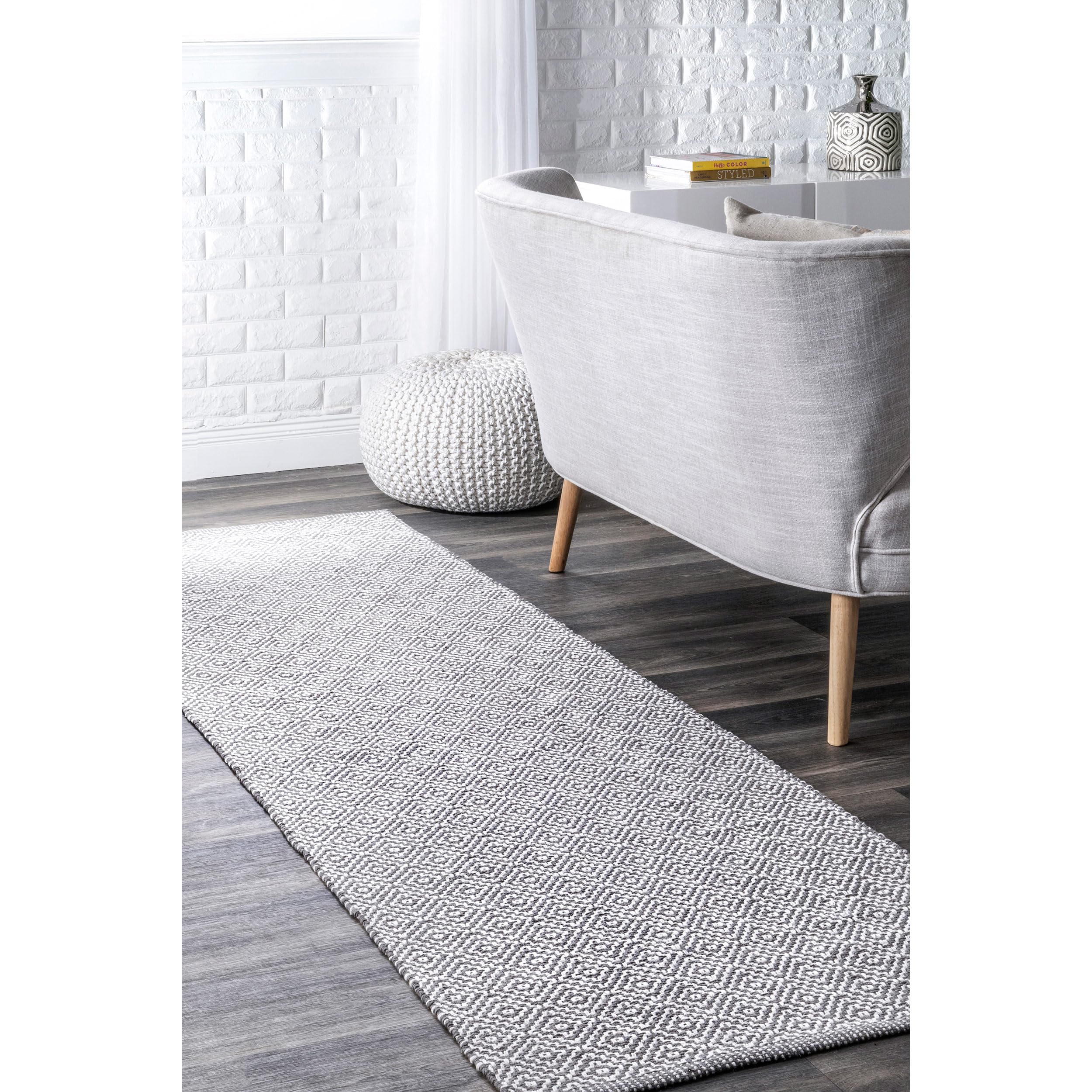 nuLOOM Lorretta Geometric Cotton Area Rug 8' x 10' Grey - Soft Modern Floor Covering for Living Room, Bedroom & Office Decor