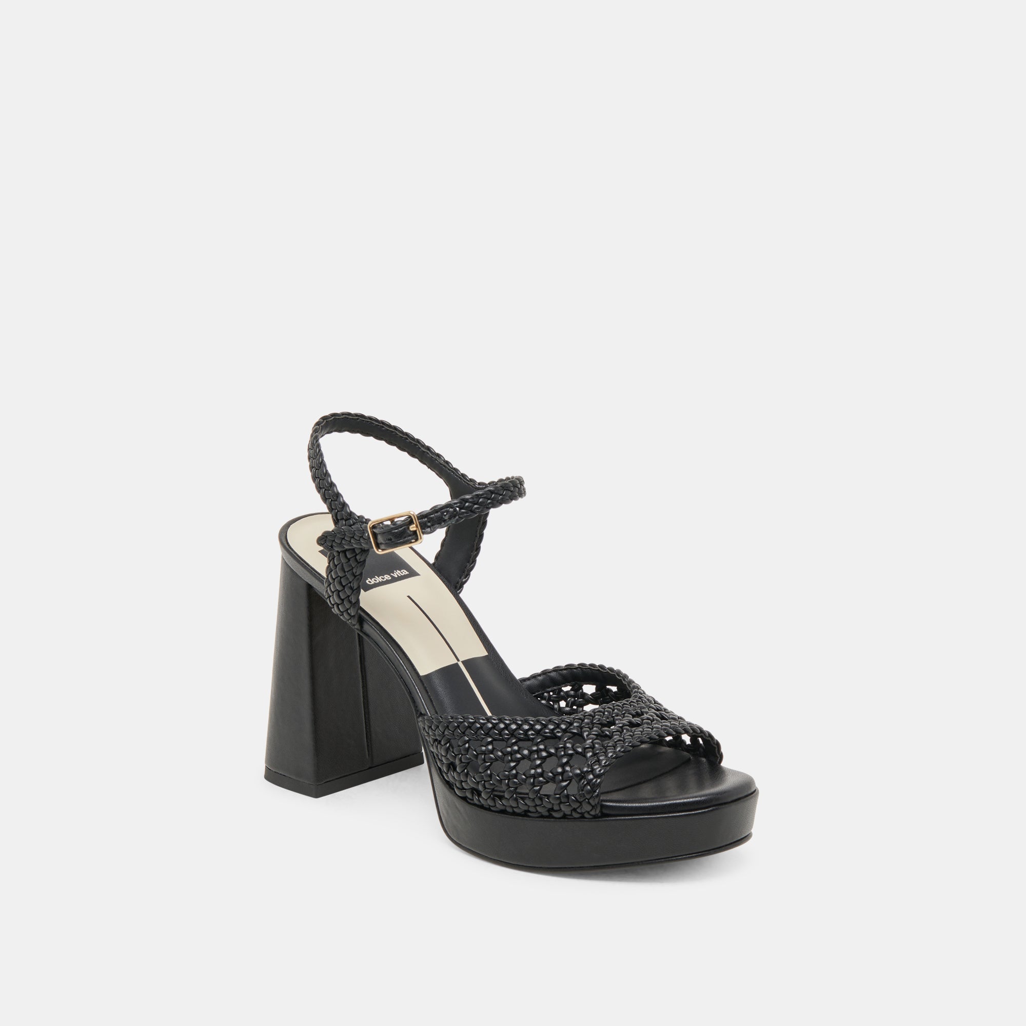 PEYTEN Black Woven Stella Heels for Women - Elegant High Heel Dress Shoes for Parties, Weddings & Evening Events