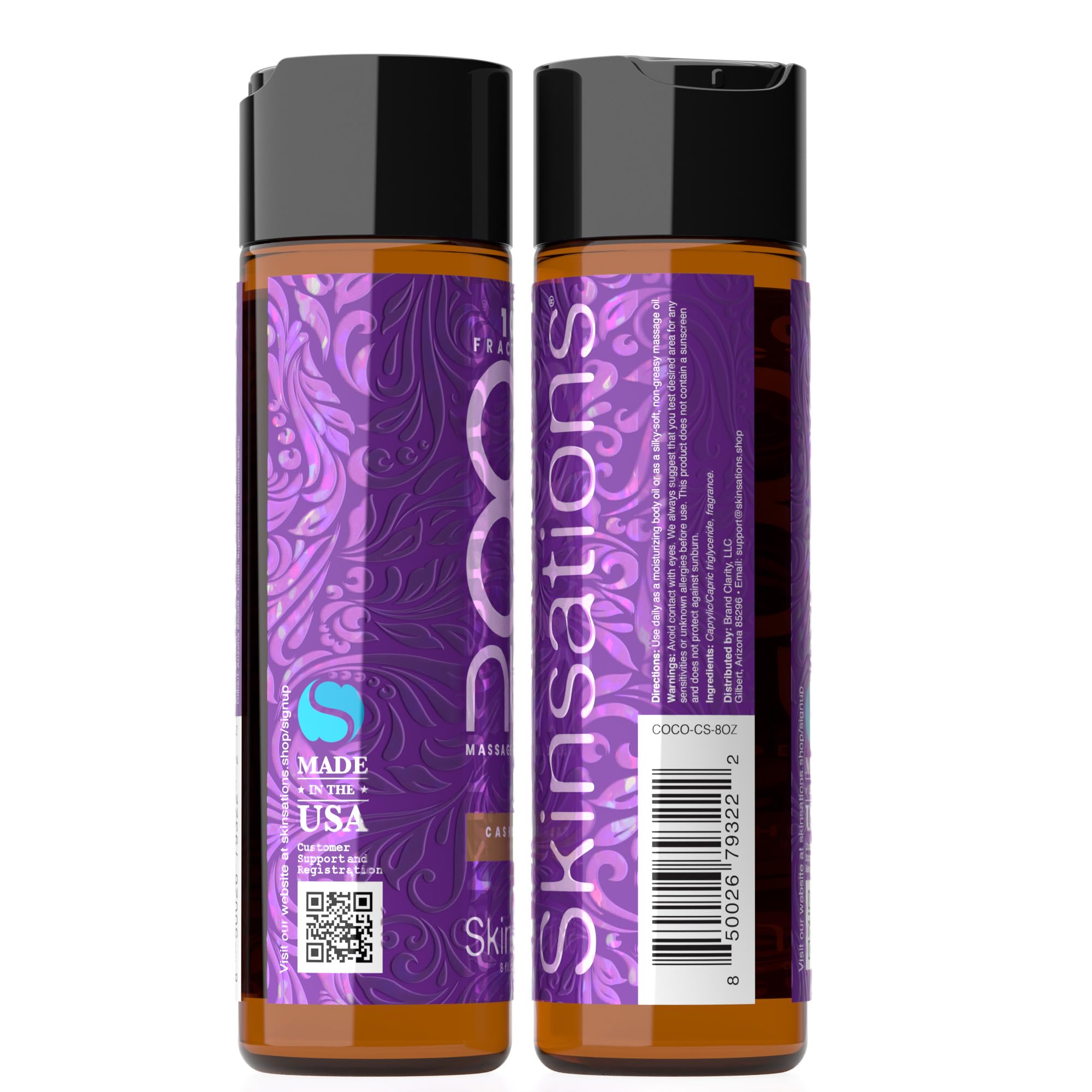 Skinsations Cashmere Soul Scented Body Oil - 100% Pure Fractionated Coconut Oil for Skin - Hydrating Moisturizer & Massage Oil for Women & Men - Perfect for After Shower, Bath & Spa Relaxation