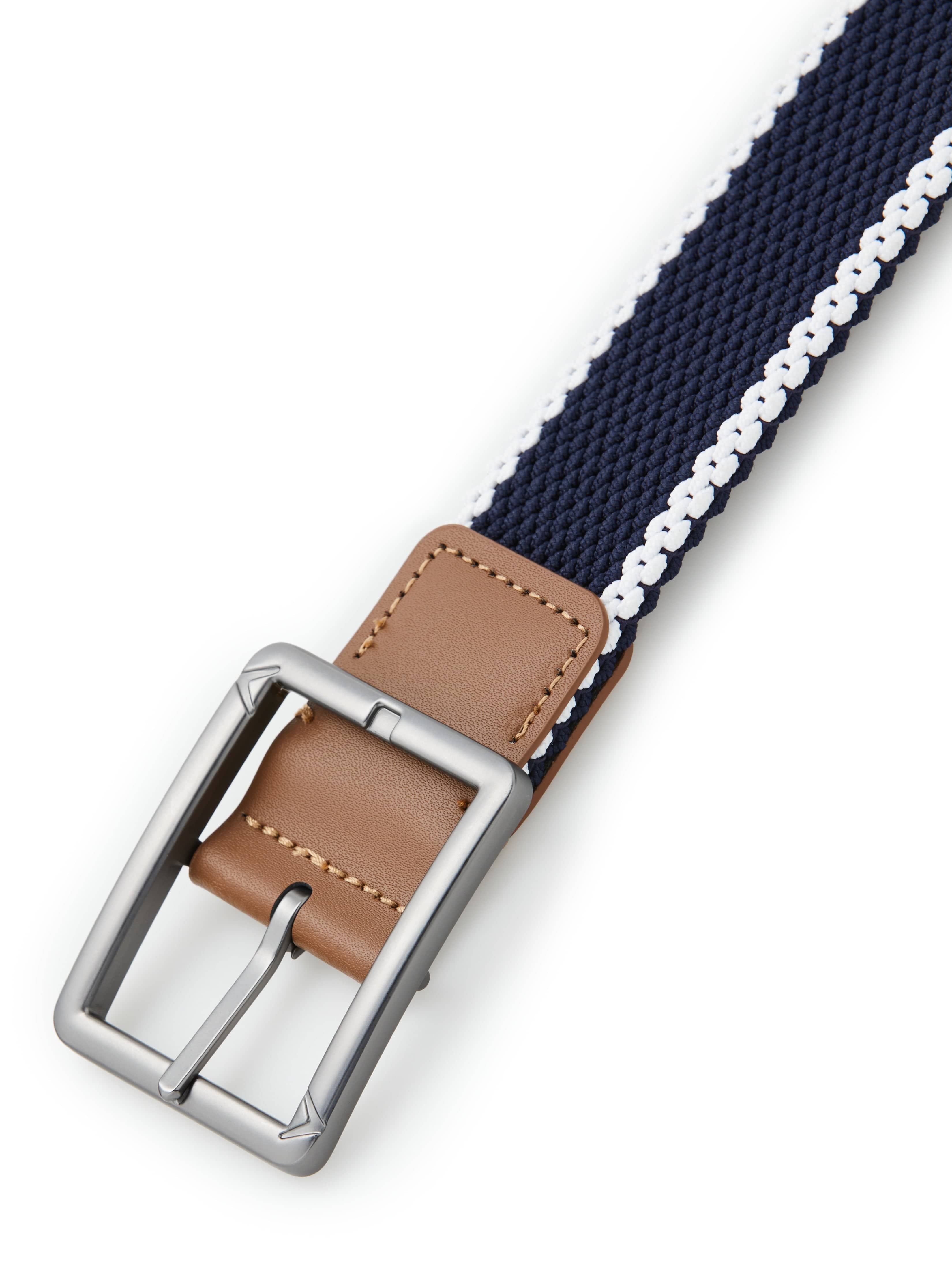 Men's Striped Stretch Belt - Adjustable Waistband for Jeans & Pants | Comfortable Elastic Dress Belt for Business Casual & Everyday Wear