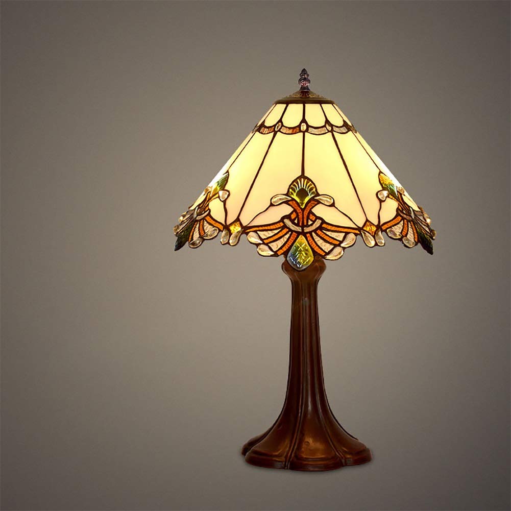 Tiffany Style Stained Glass Table Lamp - 13/17 Inch Umbrella Design for Living Room, Bedroom & Coffee Bar | Romantic Bedside Lighting, Reading Lamp & Art Craft Gift for Home Decor | Perfect for Couples, Book Lovers & Interior Design