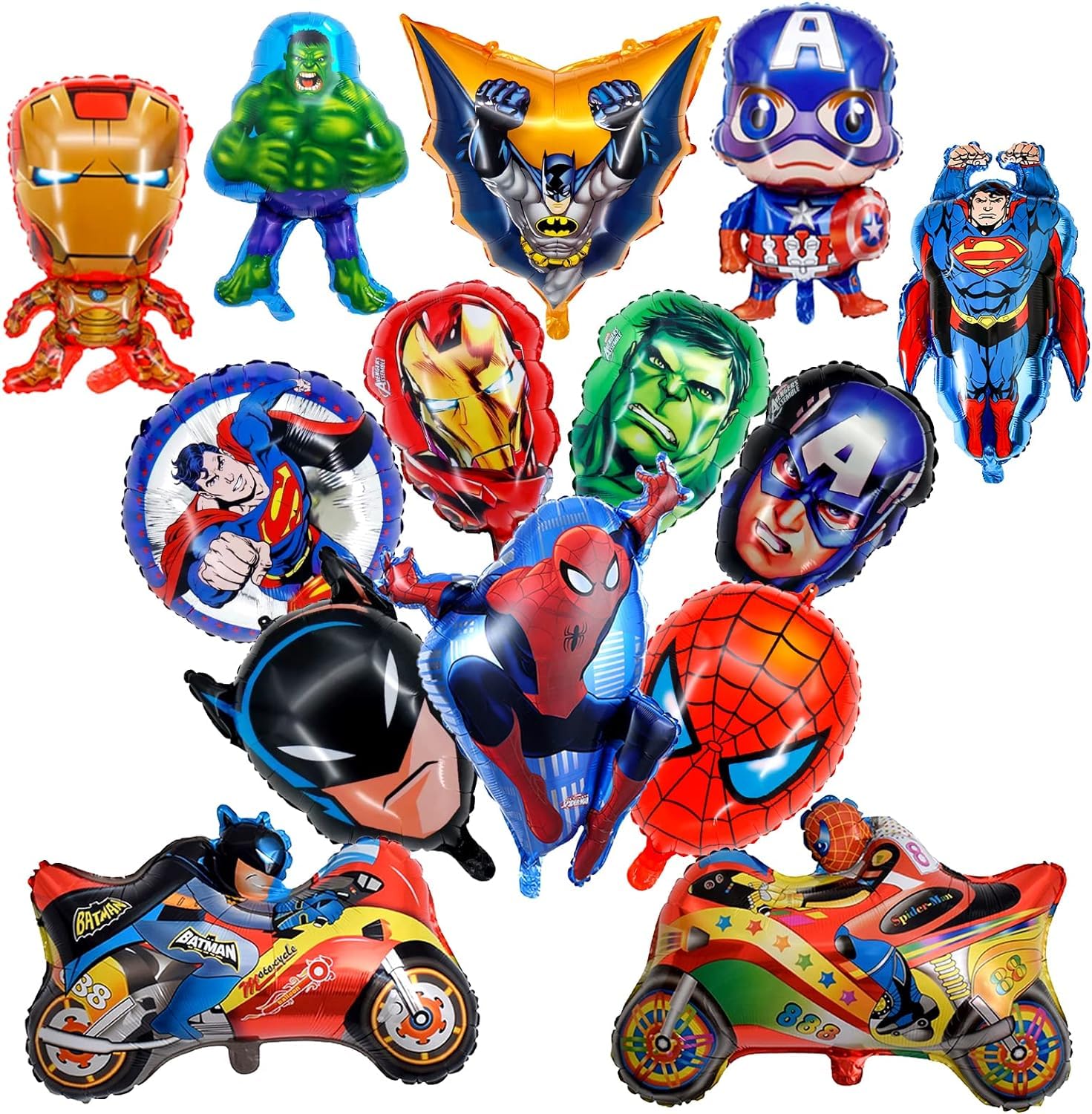 Superhero Aluminum Balloons Set - Superhero Birthday Party Decorations Kit with Foil Balloons for Superhero Themed Parties, Baby Showers & Room Decor - Perfect for Kids Birthday, Comic Con Events & Superhero Fan Gifts