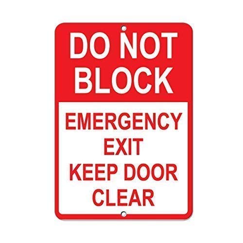 Vintage Retro Metal Tin Sign - 'Do Not Block Emergency Exit' Aluminum Wall Decor (8x12 Inch) - Perfect for Garage, Man Cave, Bar & Office - KSFEITING