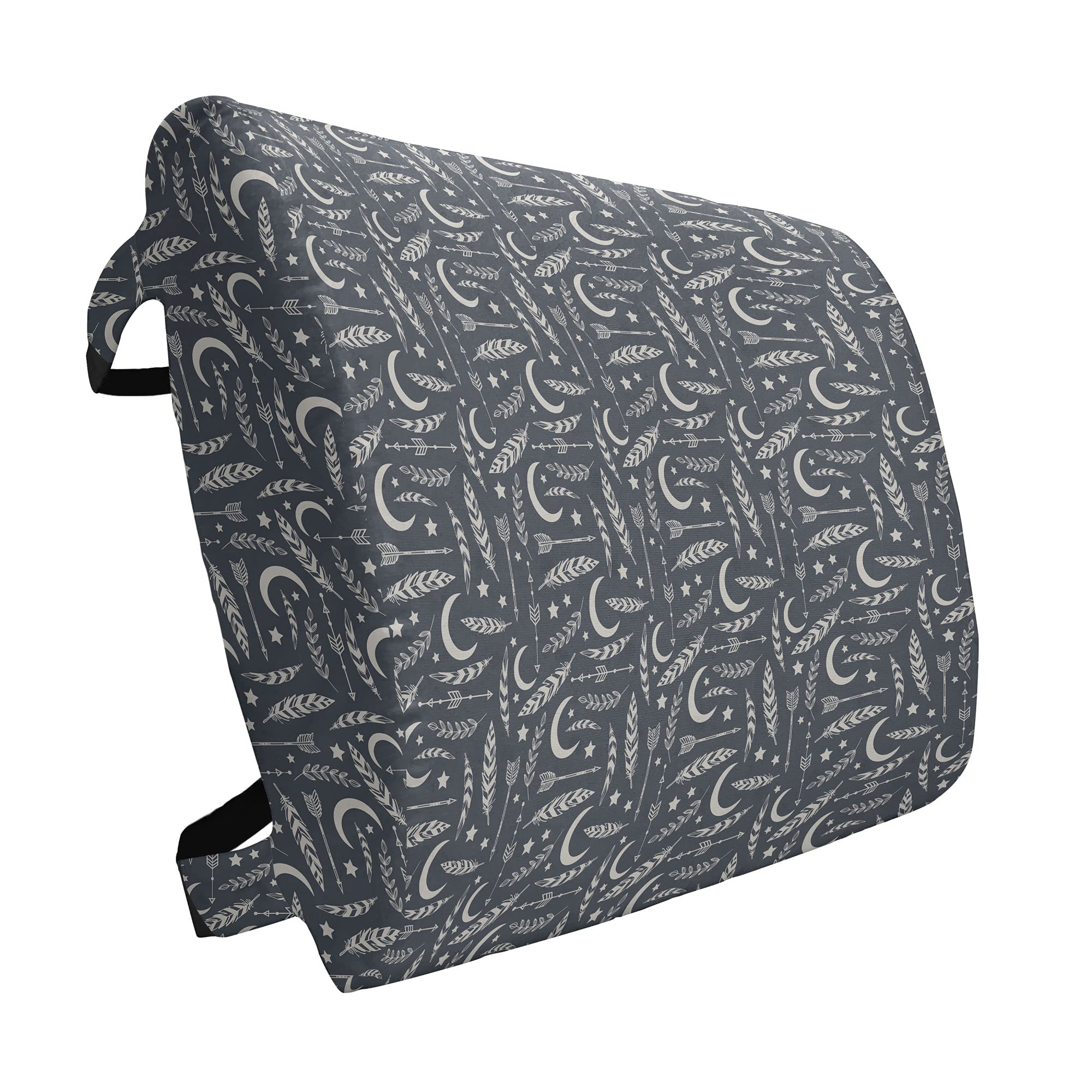 Ambesonne Modern Lumbar Support Pillow for Office & Car - High Density Foam Back Cushion with Arrow Star Moon Leaf Silhouette Design, 14x13 Inches, Blue Grey - Ergonomic Comfort for Desk Chairs, Gaming Seats & Long Drives