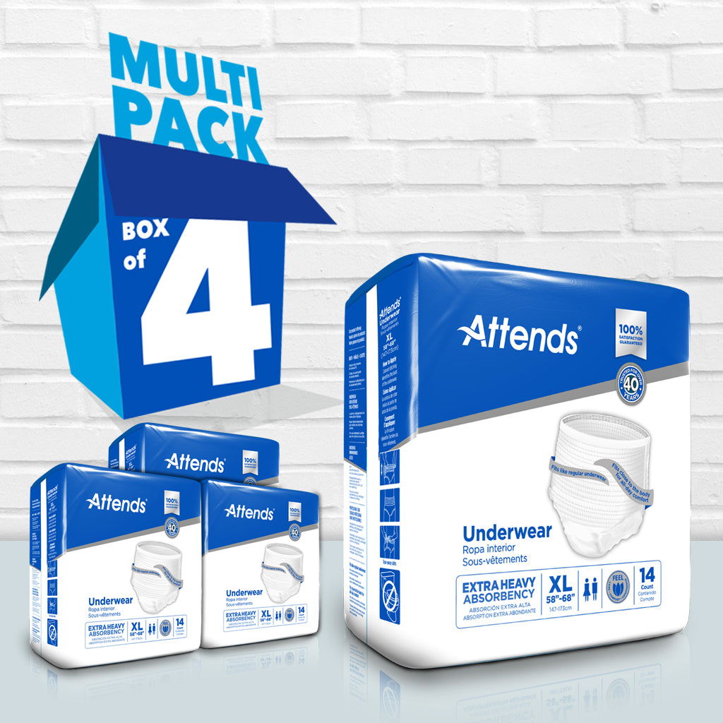 Attends Extra Heavy Absorbency Underwear for Adults - Premium Incontinence Protection for Day & Night Use - Ideal for Active Lifestyle and Overnight Comfort
