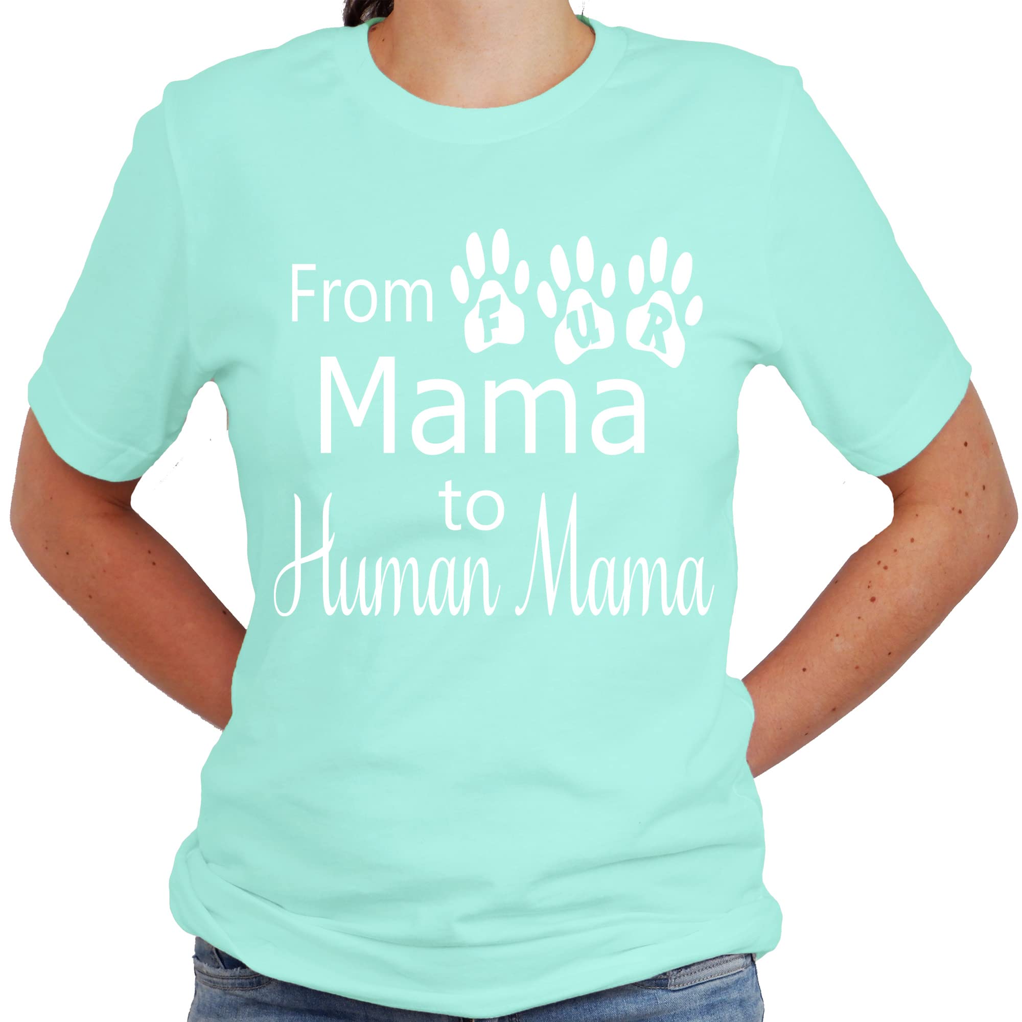 Vintage Retro Pregnancy Announcement Shirt - From Fur Mama to Human Mama - Perfect for Gender Reveal, Baby Shower & Maternity Photoshoot