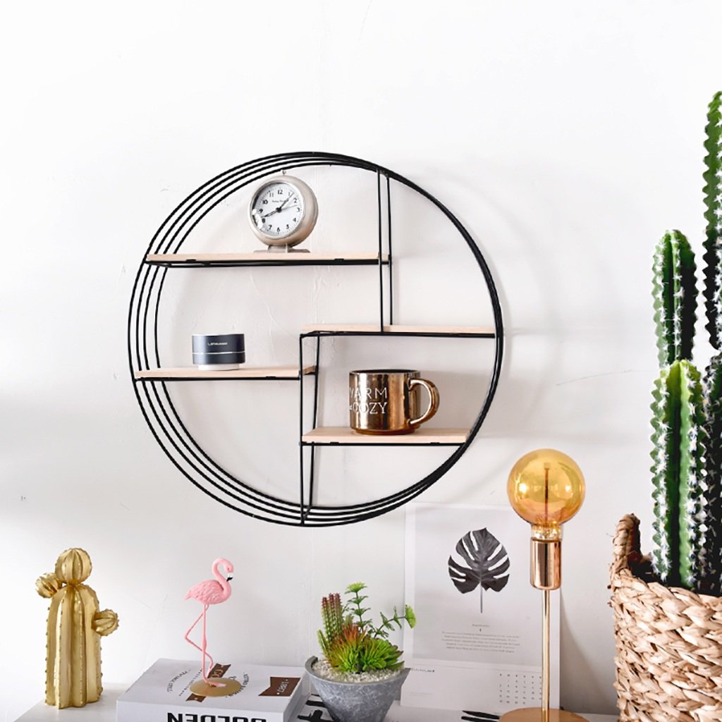 Floating Shelf Wall Mounted - Wrought Iron Circular Decorative Shelf for Home & Office - 19.7 x 3.9 x 19.7 Inches - Perfect for Living Room, Bedroom, Bathroom Storage & Display