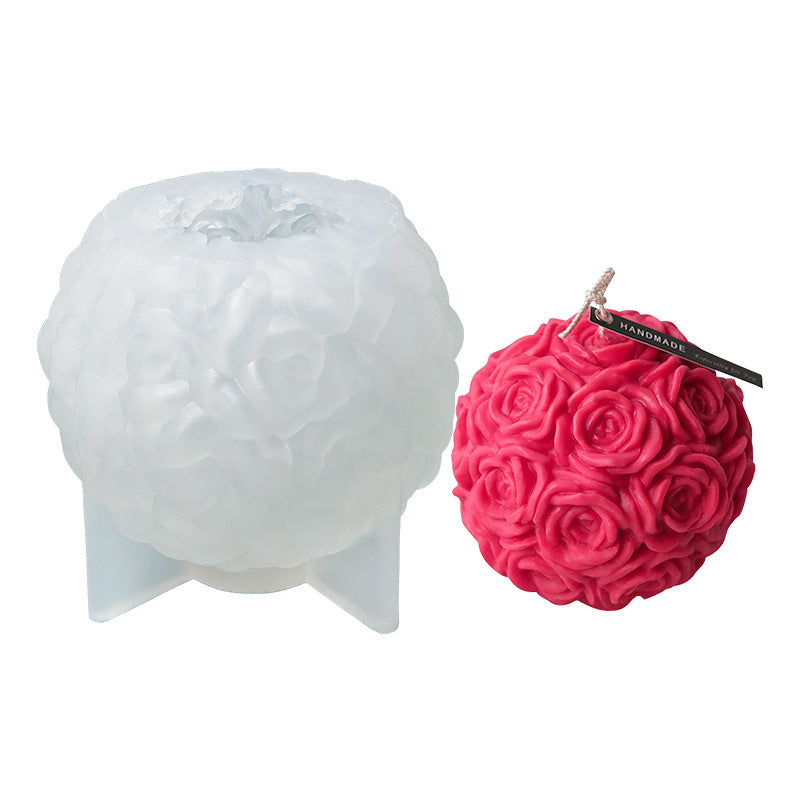 Rose Ball Circle Silicone Candle Mold for DIY Wedding Decor, Home Crafts, and Aromatherapy - Perfect for Candle Making, Soap Making, and Resin Art Projects