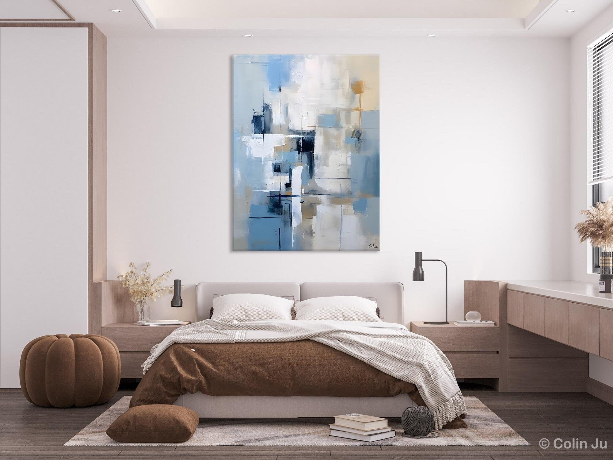 Hand Painted Acrylic Abstract Art on Canvas - Large Modern Wall Painting for Dining Room Decor | Original Contemporary Artwork for Home & Office Interior Design