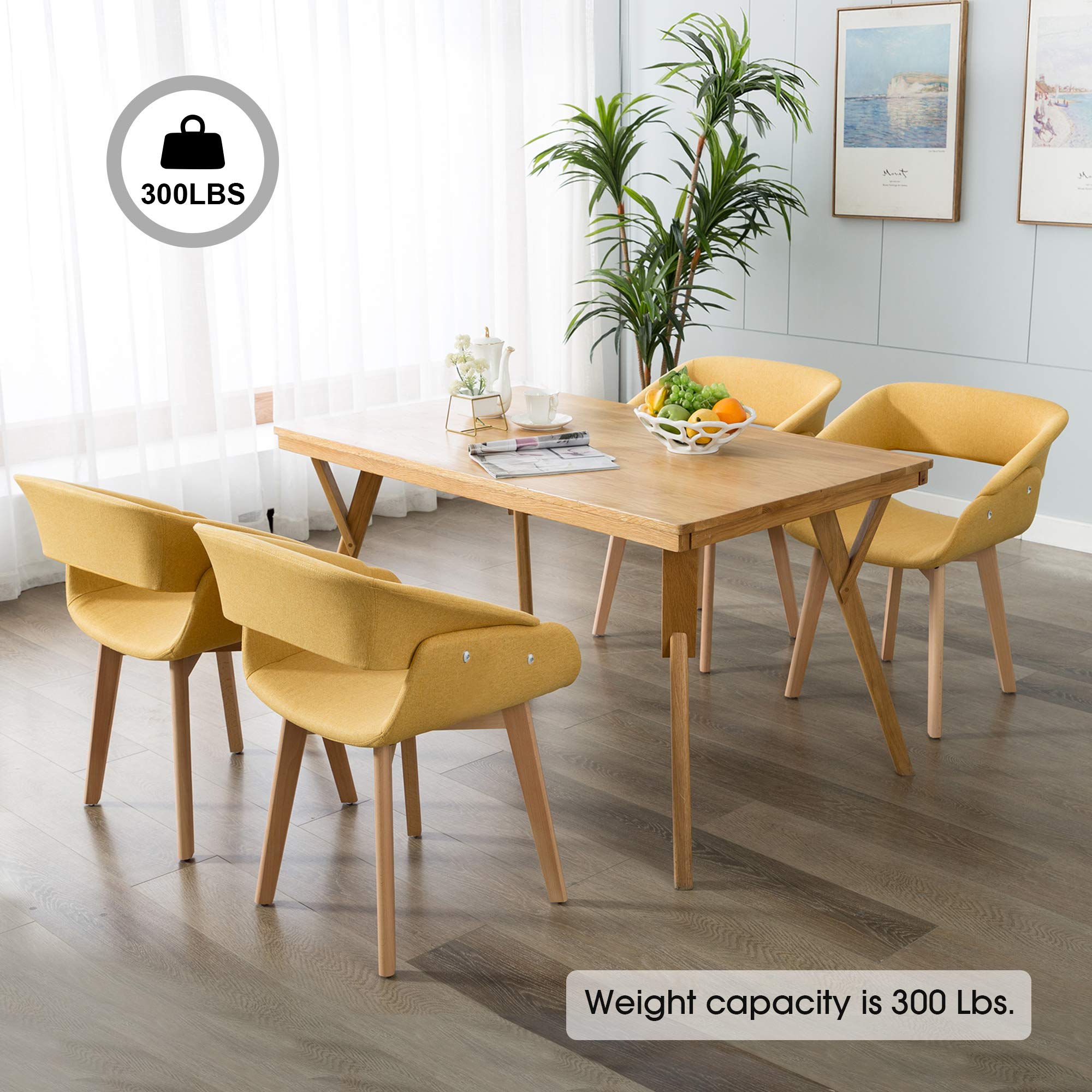 **Ivinta Dining Chairs Set of 2 - Modern Upholstered Fabric Kitchen Chairs with Solid Wood Legs, Accent Chairs for Living Room, Restaurant & Home Decor (Yellow) - Perfect for Dining, Entertaining & Small Spaces**
