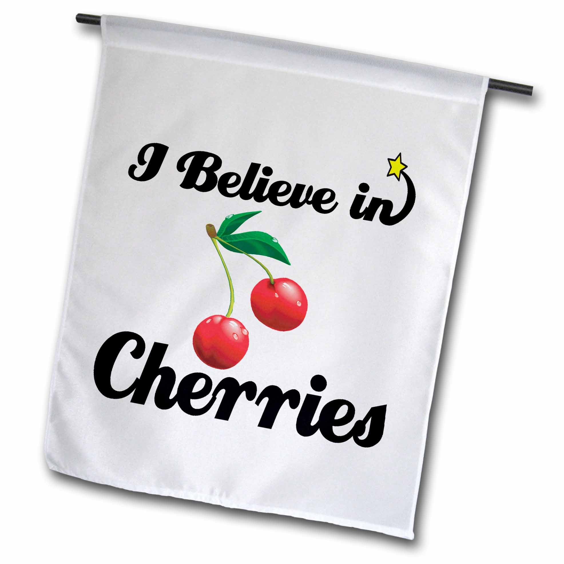 3dRose I Believe in Cherries Garden Flag - 12x18 Inch Decorative Outdoor Flag for Patio, Yard, and Seasonal Home Decor | Perfect for Spring, Summer, and Holiday Displays