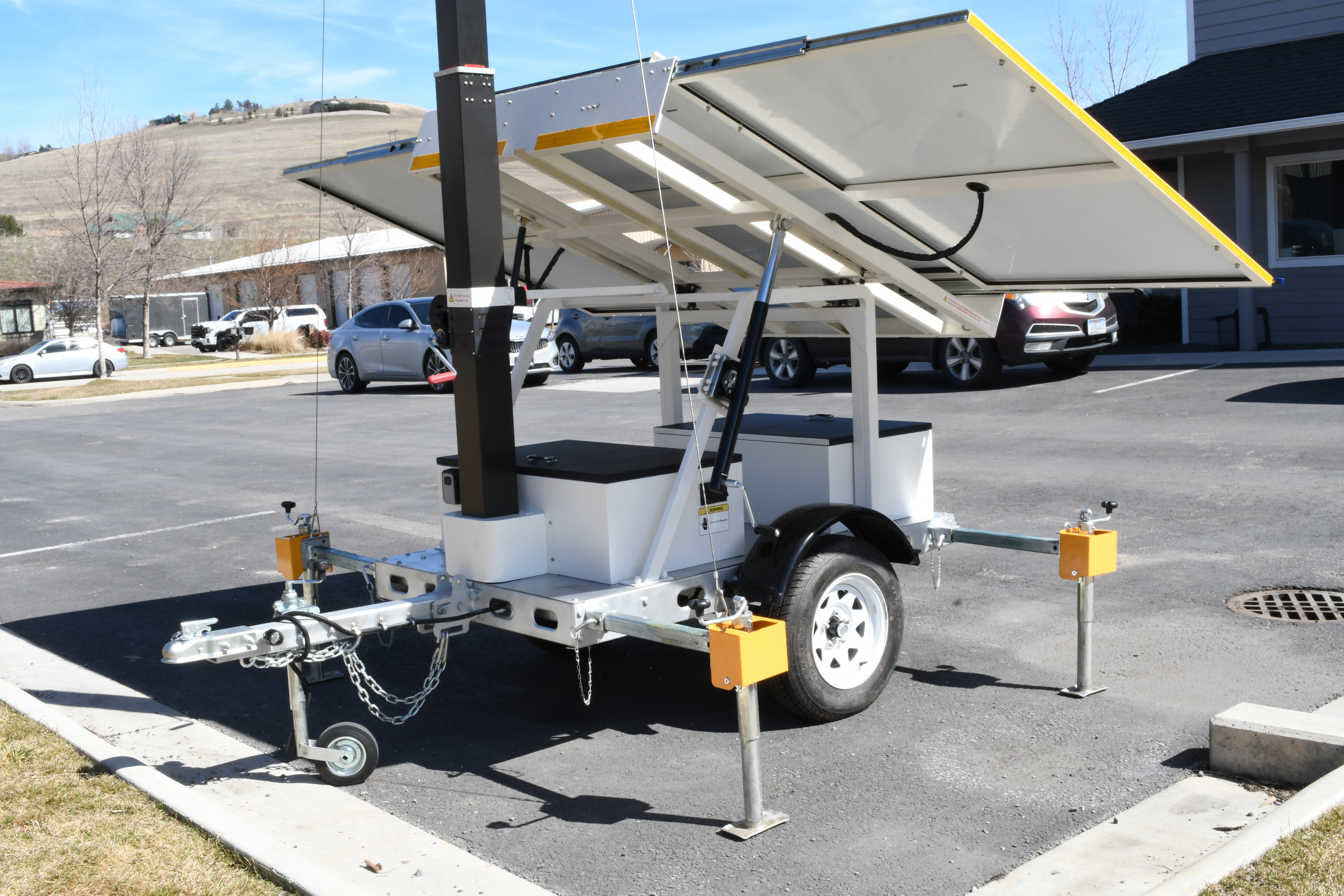 Solar-Powered Security Trailer with Motion Detection - Weatherproof Outdoor Surveillance System for Construction Sites, Farms & Remote Properties