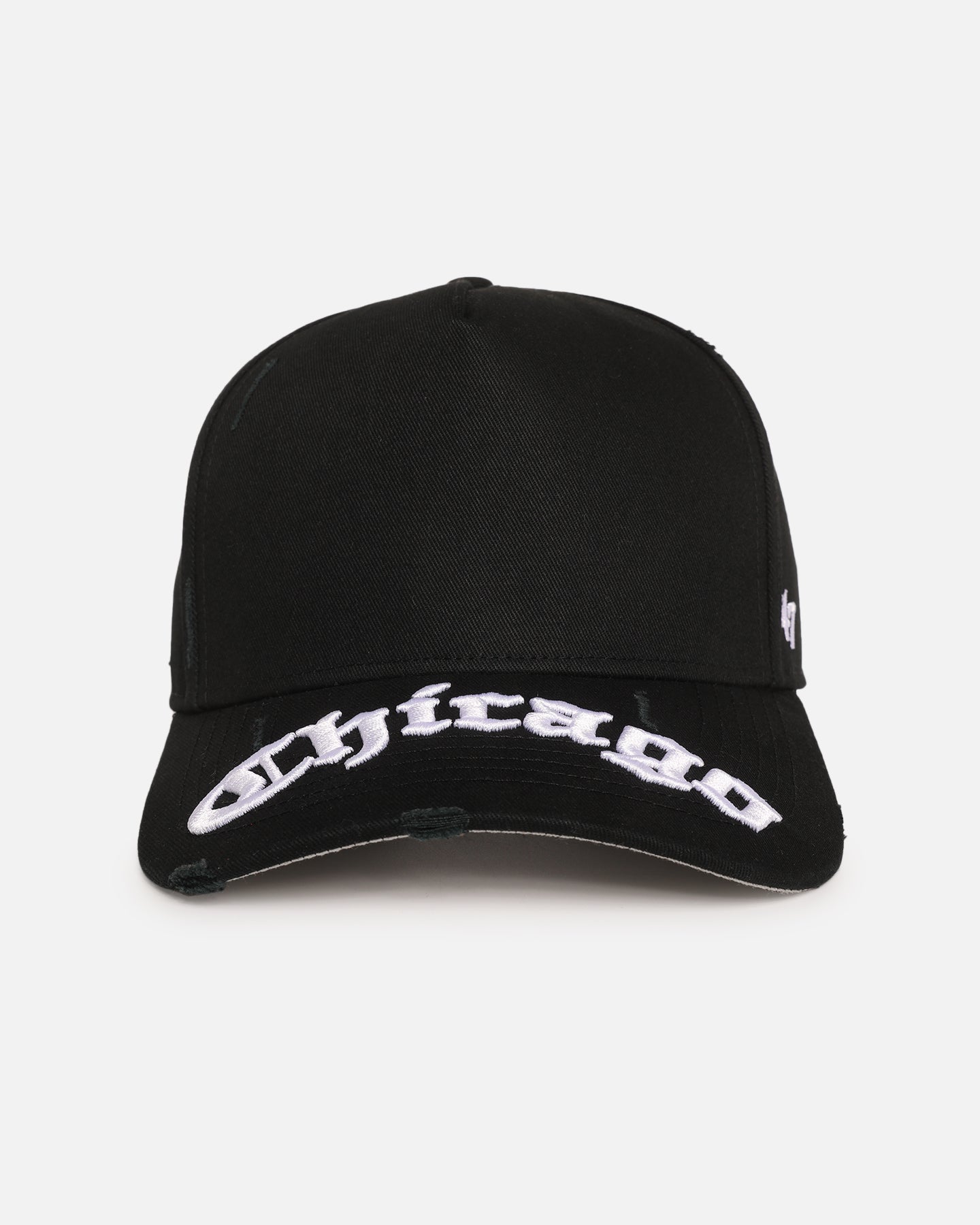 47 Brand Chicago White Sox 'Destruct Gothic Visor' 47 Offside Strapback Snapback Hat - Black/Black Adjustable Baseball Cap for Men & Women - Perfect for Sports Fans, Game Day, and Casual Wear