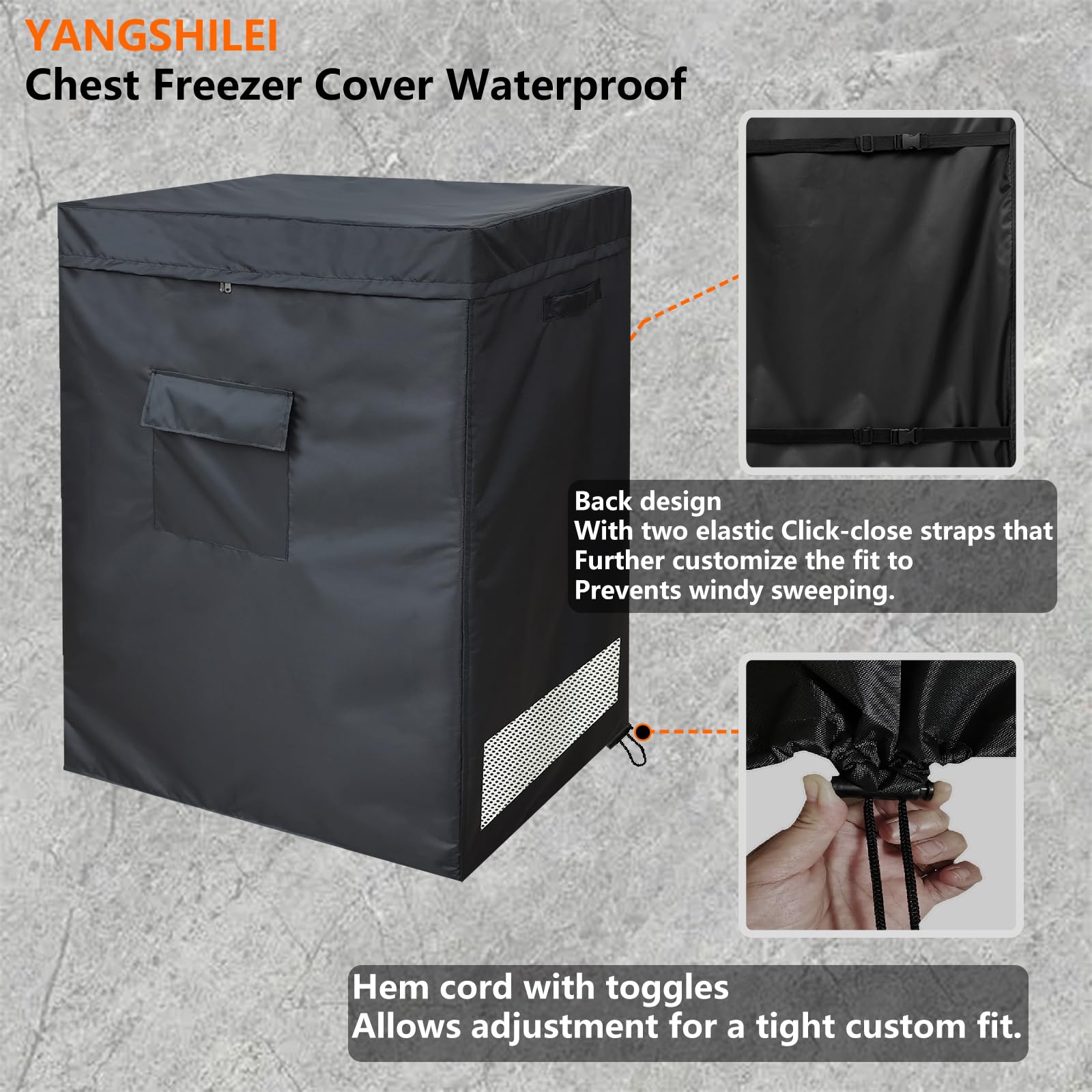 7.0 Cu Ft Chest Freezer Cover - Waterproof & UV Protection Deep Freezer Cover with Zipper Top for Outdoor Use (38