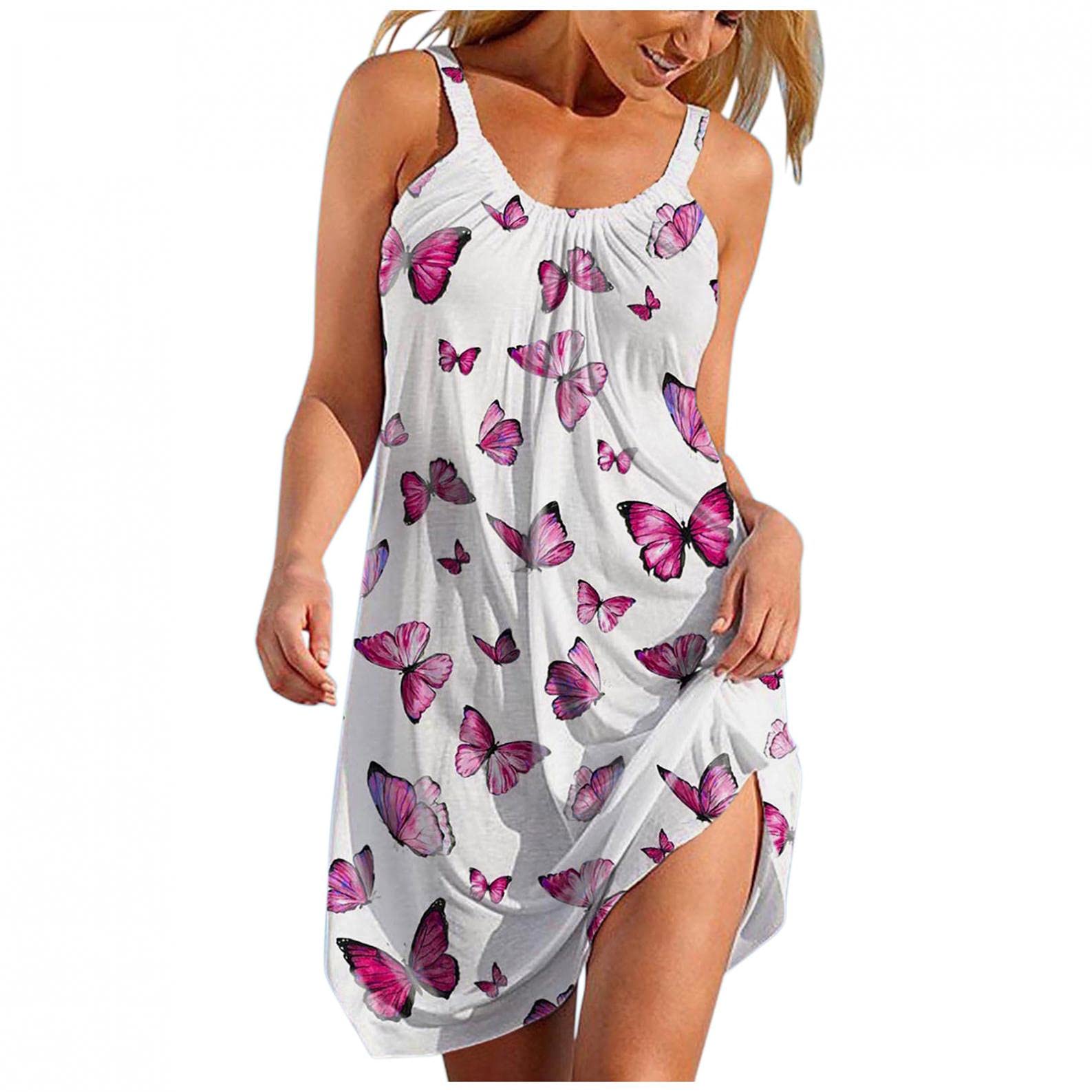 Women's Summer Dresses - Sleeveless Boho Sundress, Casual Mini Beach Cover Up Dress | Perfect for Beach Vacations, Pool Parties & Summer Outings