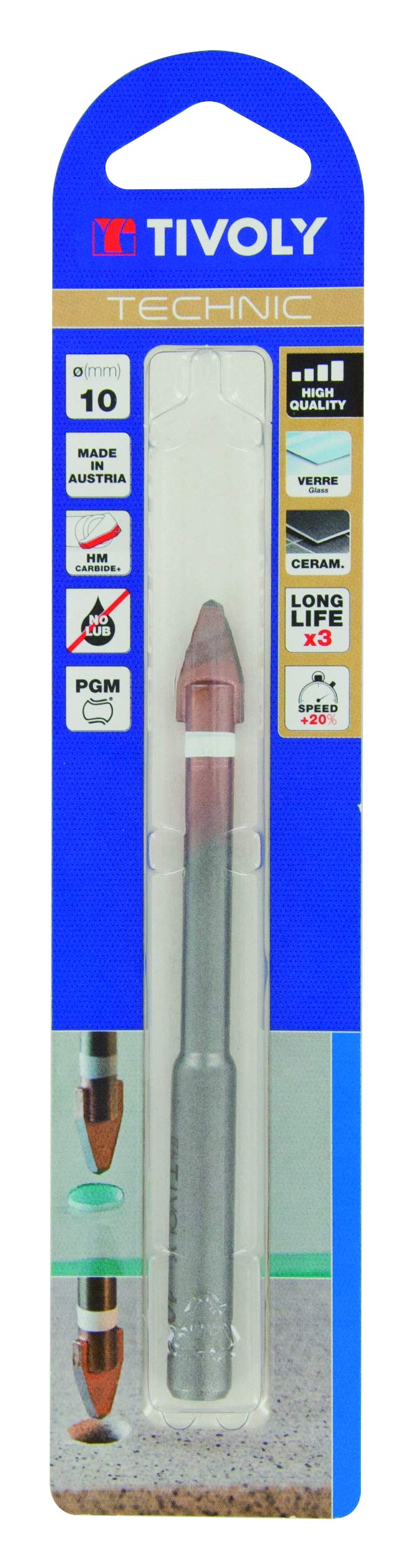 Tivoly 12001120400 Professional Glass Drill Bit Set - Diamond Coated for Tile, Mirror & Ceramic - Perfect for DIY Home Improvement & Craft Projects