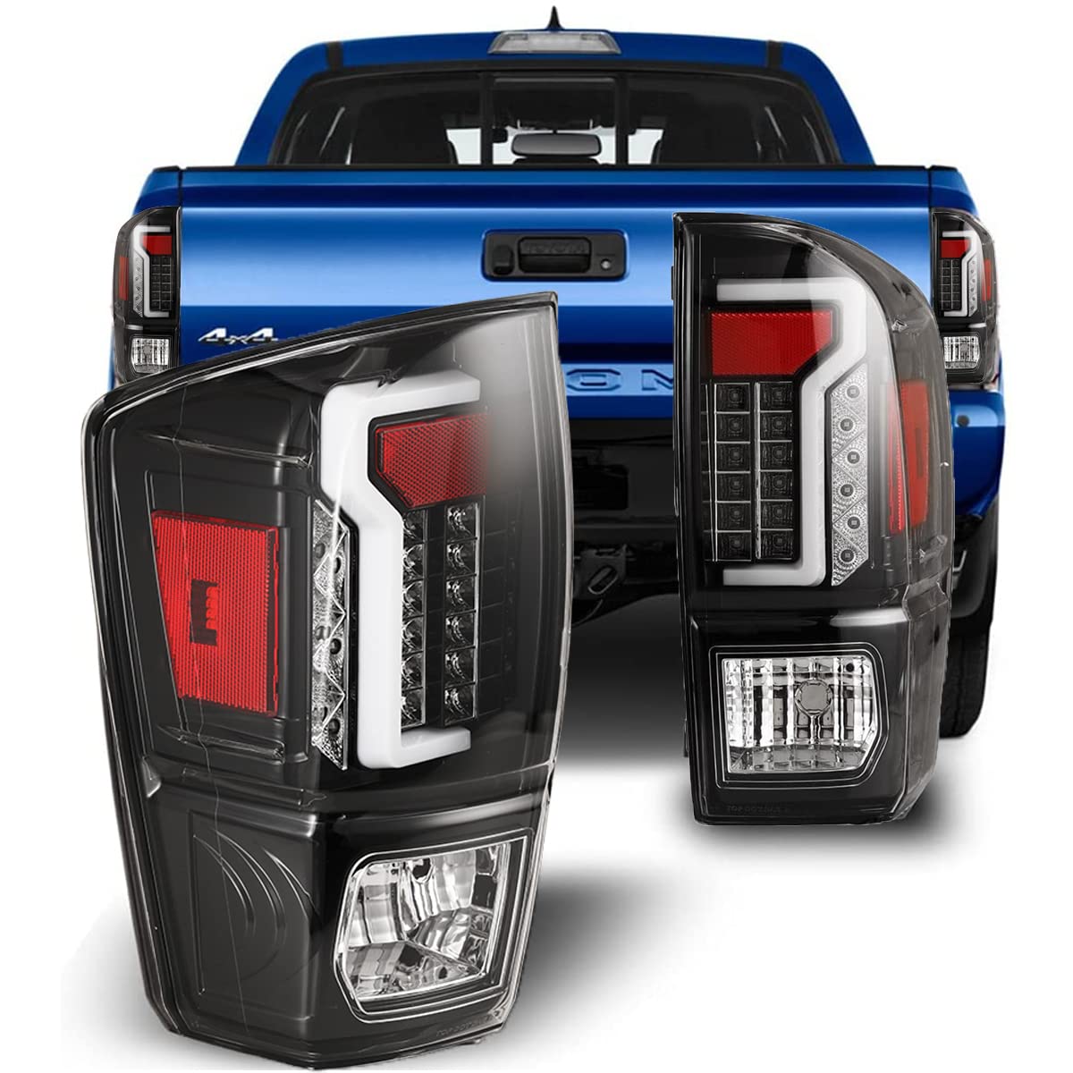 CPW LED Tube Bar Tail Lights for 2016-2023 Toyota Tacoma - Black/Clear Lens Replacement | Enhanced Visibility & Style for Night Driving & Off-Road Adventures