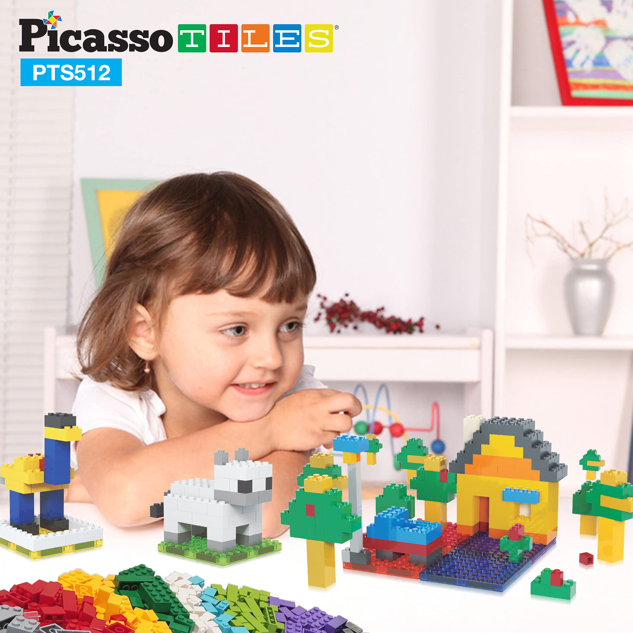 PicassoTiles 512-Piece Magnetic Building Blocks Set - STEM Educational Construction Toys for Kids Ages 3-10 | Creative Learning Playset with Bridges, Hearts & Characters | Develops Fine Motor Skills & Spatial Reasoning | Perfect for Classroom, Homeschooling & Family Game Night | Great Birthday Gifts & STEM Learning Activities | Ideal for Creative Playtime, Preschool Learning & Indoor Family Activities | Fun for Playrooms, Daycare Centers & STEM Classroom Projects