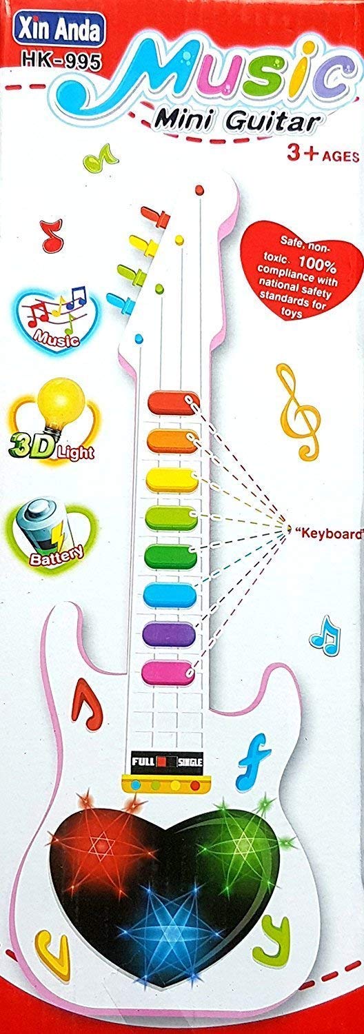 ANG� Mini Musical Guitar Toy for Kids - 3D Lights & Sound Effects, Educational Learning Instrument for Boys & Girls (Color May Vary) | Perfect for Birthday Gifts, Music Lessons & Pretend Play