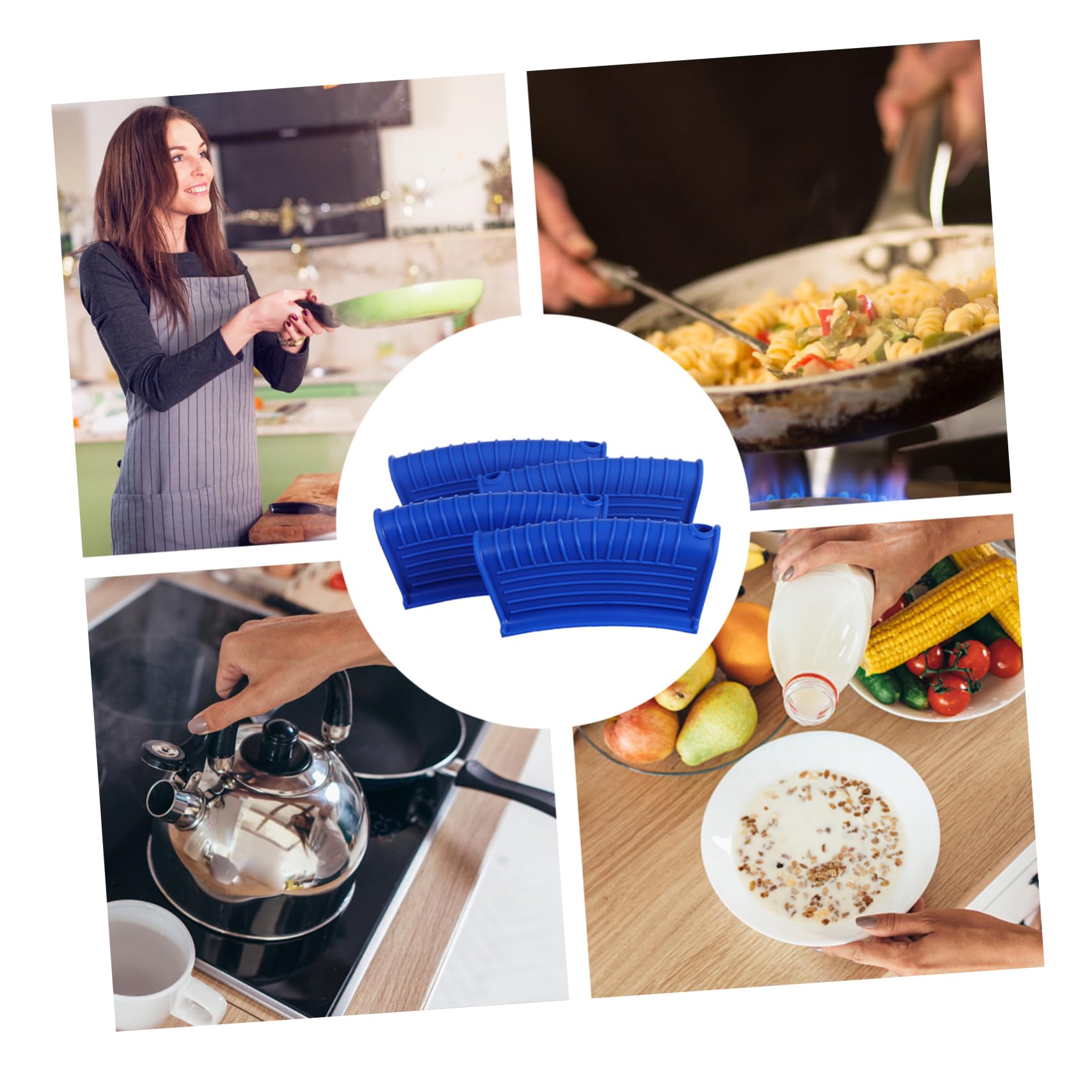 4pcs Silicone Pot Handle Covers - Heat Resistant, Non-Slip Pan Handle Sleeves for Safe Cooking - Perfect for Kitchen, Camping & Outdoor Use