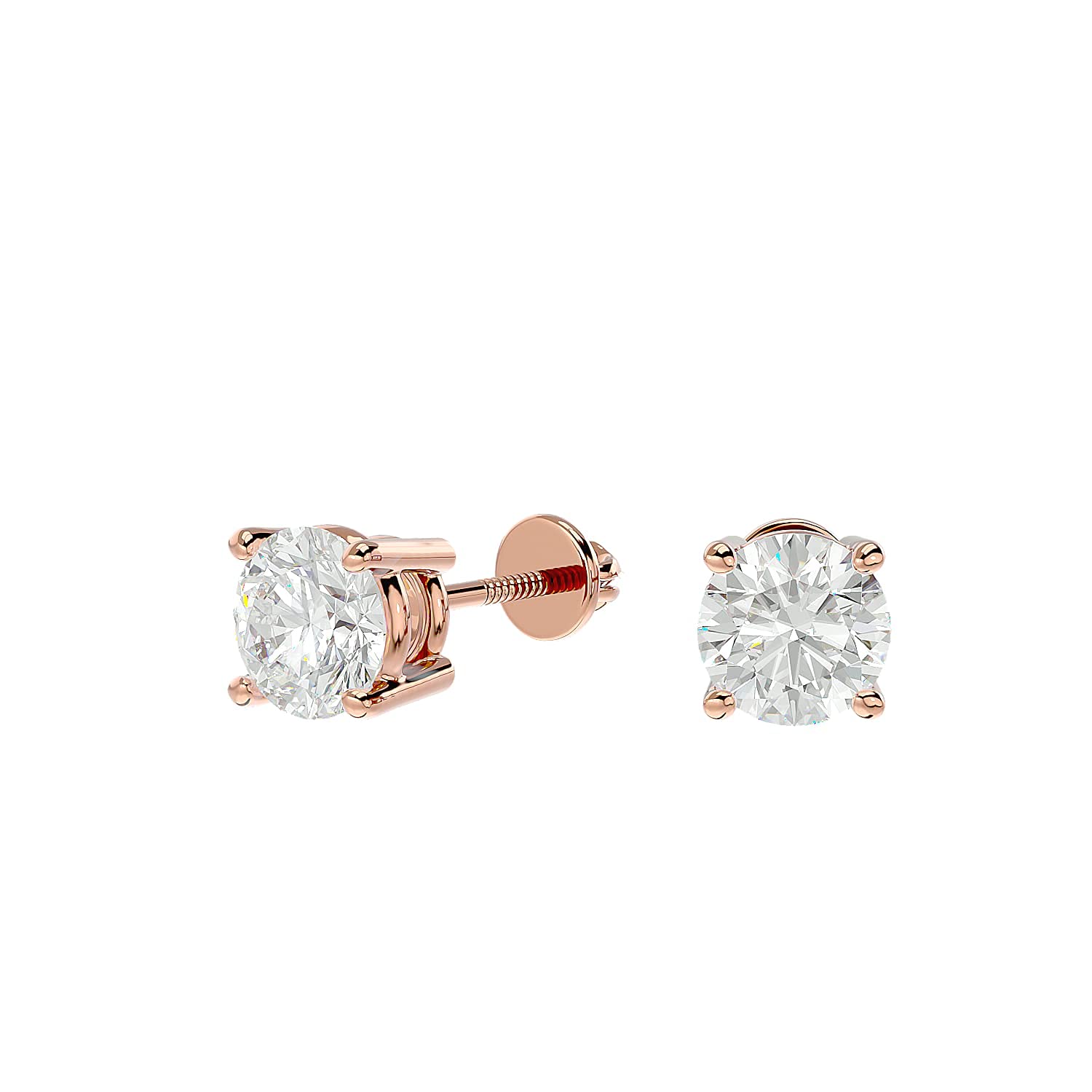 IGI Certified Lab Grown Diamond Stud Earrings 1/5ct to 1.5ct - 14K Rose/White/Yellow Gold Solitaire Earrings for Women & Men (D-E-F Color, VS2-SI1 Clarity) - Butterfly Screw Backs - Perfect for Weddings, Anniversaries & Everyday Luxury