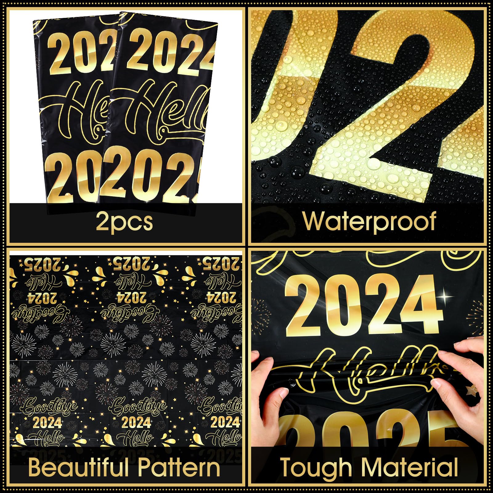 170 Pcs New Year's Eve Party Supplies 2025 - Disposable Tableware Set with Plates, Napkins, Cups, Cutlery & Decorations for NYE Celebration - Perfect for Countdown Parties, Family Gatherings & Office Events