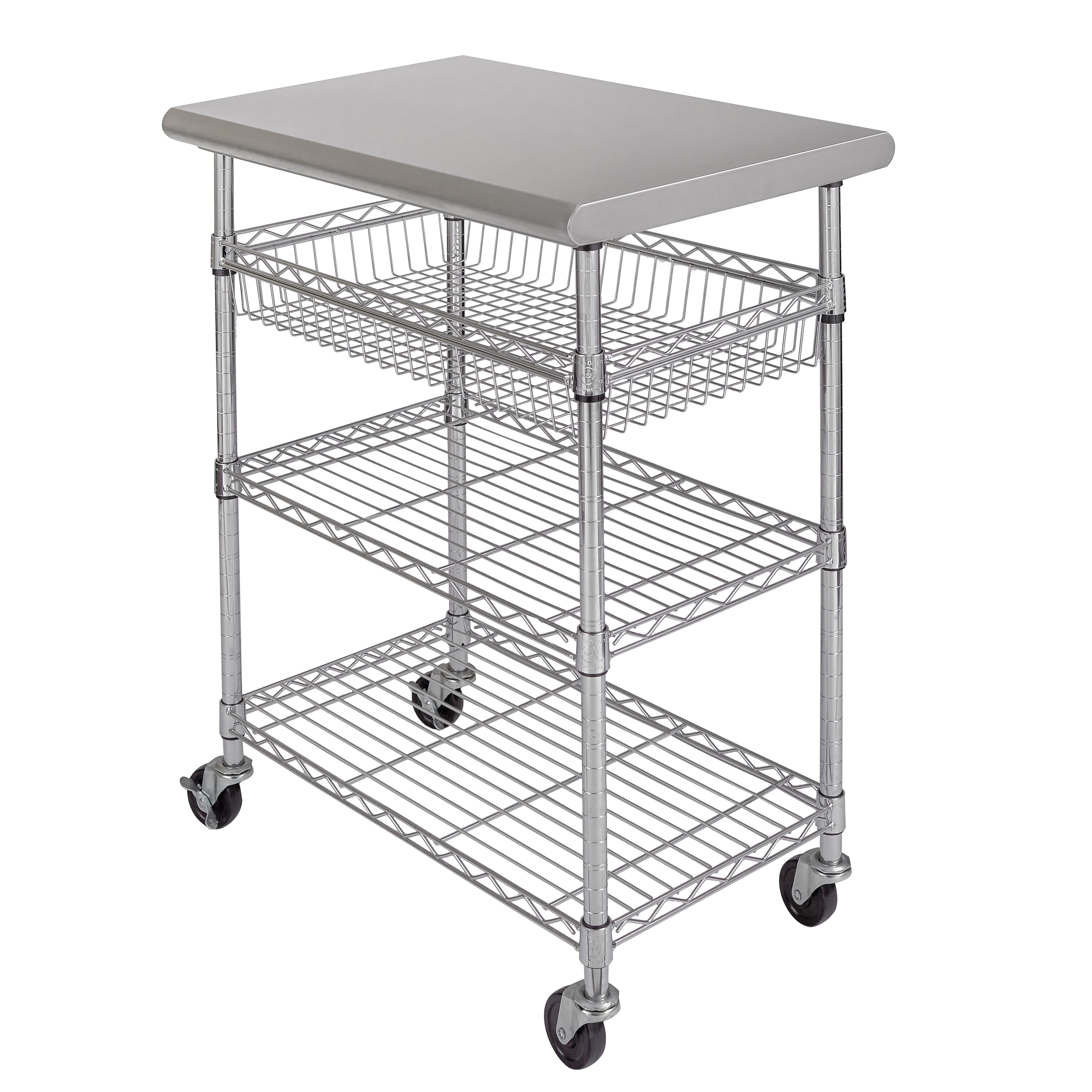 Stainless Steel NSF Utility Worktable Cart - Heavy Duty Commercial Kitchen Cart for Food Prep, Storage & Serving | Perfect for Restaurants, Catering & Home Kitchens