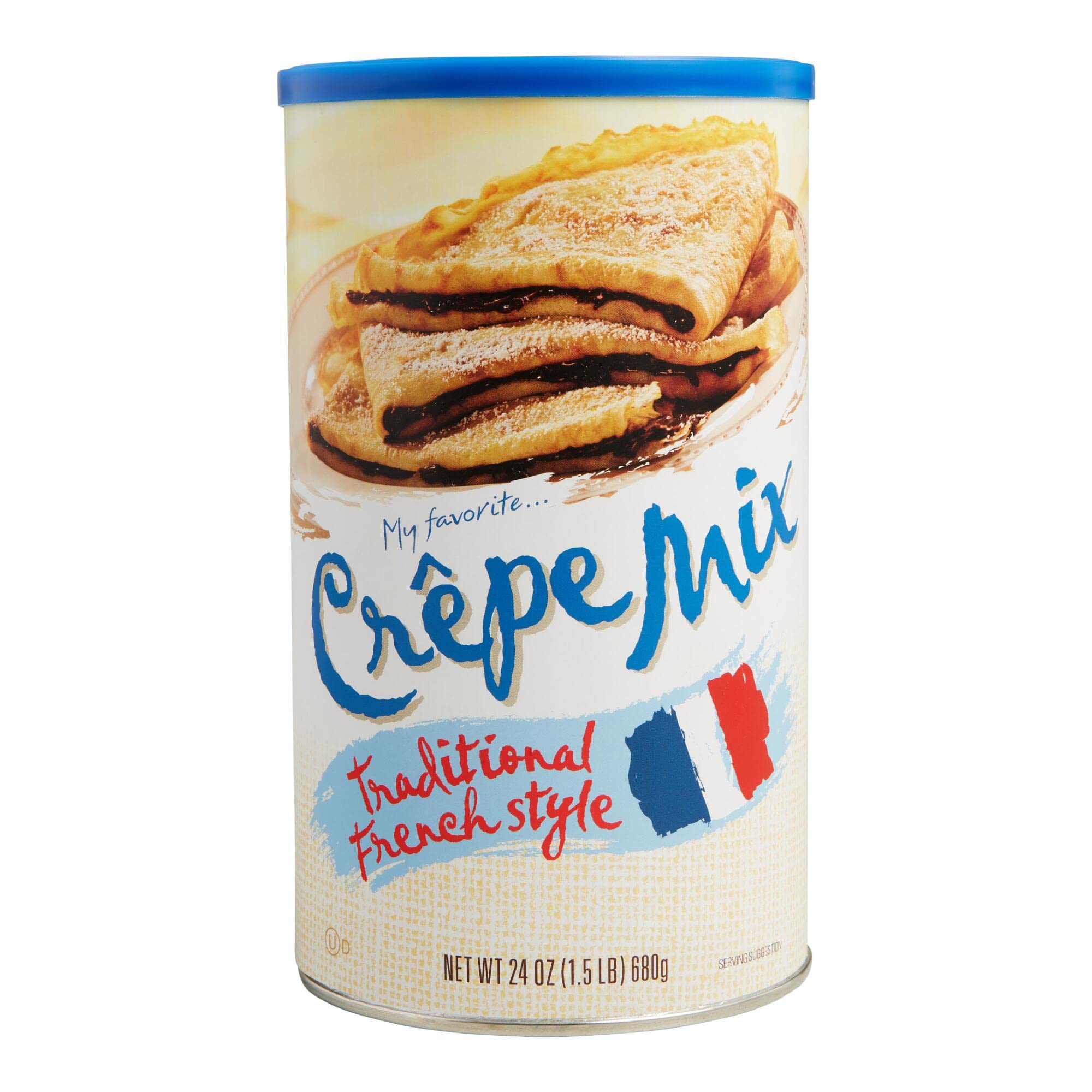 Traditional French Crepe Mix - Quick & Easy Pantry Staple for Crepe Makers - Gourmet Unbleached Wheat Flour & Nonfat Milk Pancake Mix (24 oz) - Perfect for Breakfast, Brunch, or Dessert Creations
