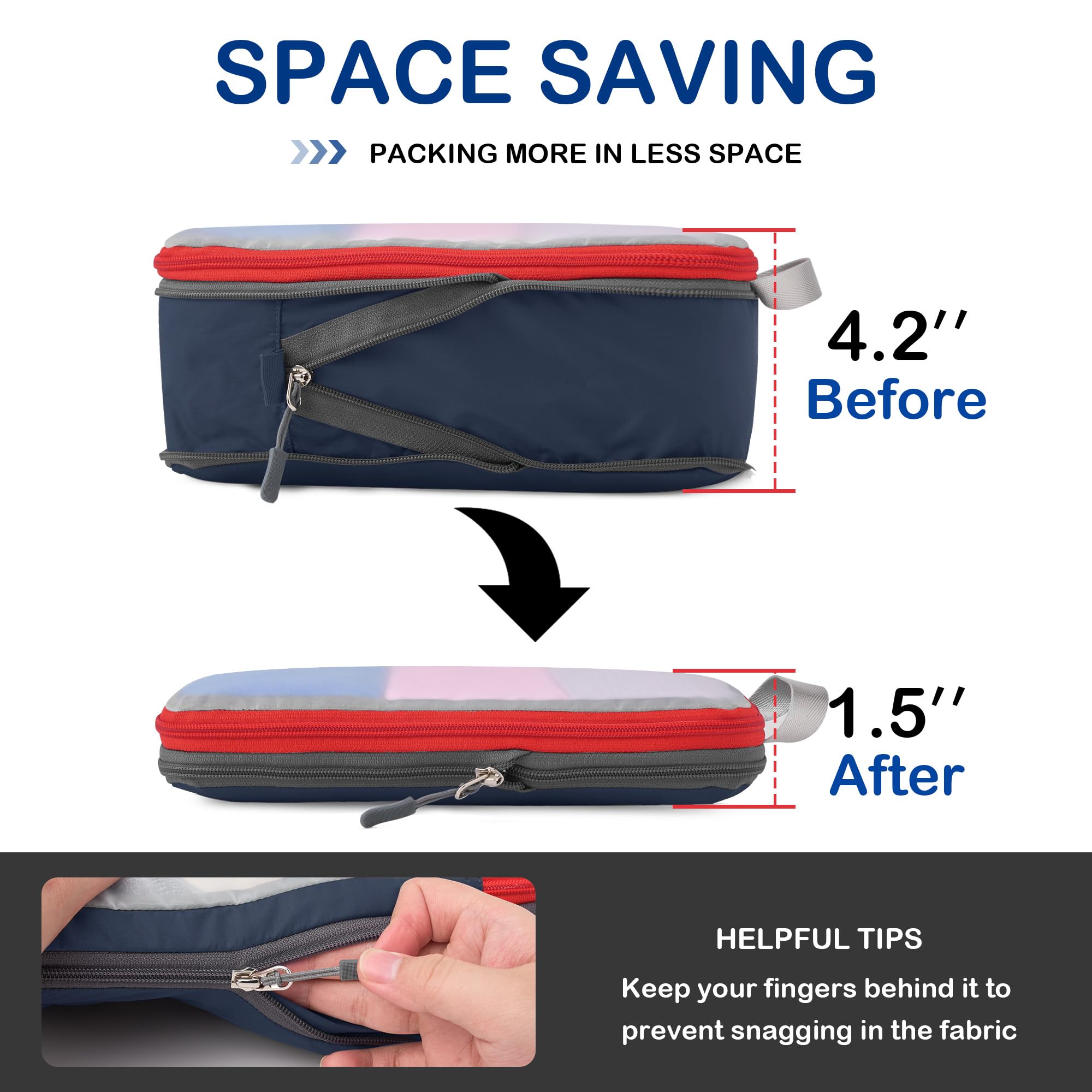 **Cipway Mesh Compression Packing Cubes - Ultralight Transparent Luggage Organizer Bags (3-Piece Set, Blue) | Travel Essentials for Carry-On Suitcase | Perfect for Business Trips & Vacations**