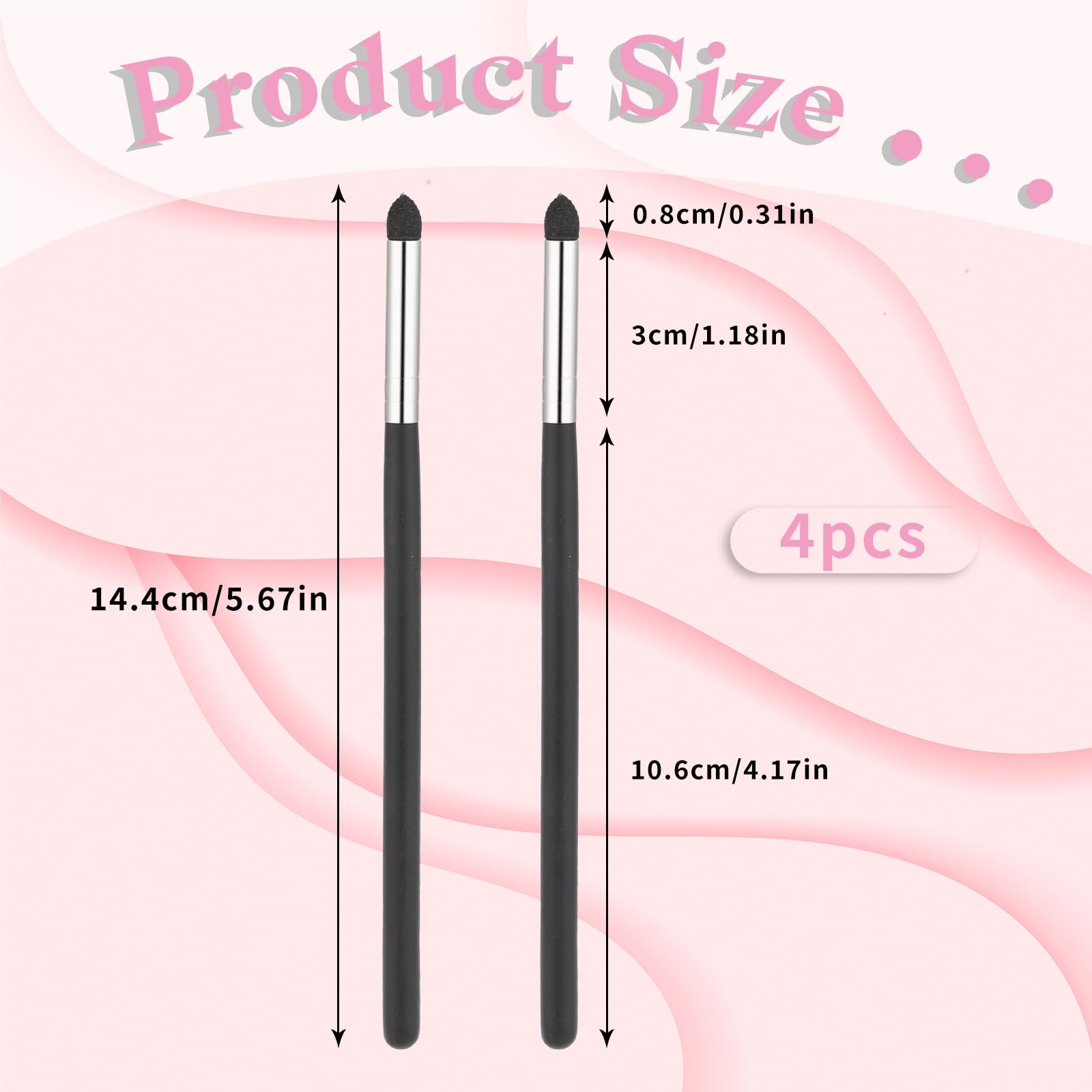 4-Piece Professional Eyeliner & Eyeshadow Brush Set - Soft Smudge Brush, Pencil Brush, Blending Sponge for Perfect Eye Makeup Application | Ideal for Daily Use, Professional Makeup Artists & Beginners