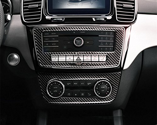 Premium Carbon Fiber Center Console & AC Panel Trim Cover Set (2pcs) for Mercedes-Benz GLE W166 Coupe C292 (2015-2019) - Upgrade Interior Styling & Protect from Scratches - Perfect for Car Enthusiasts & Luxury Vehicle Owners