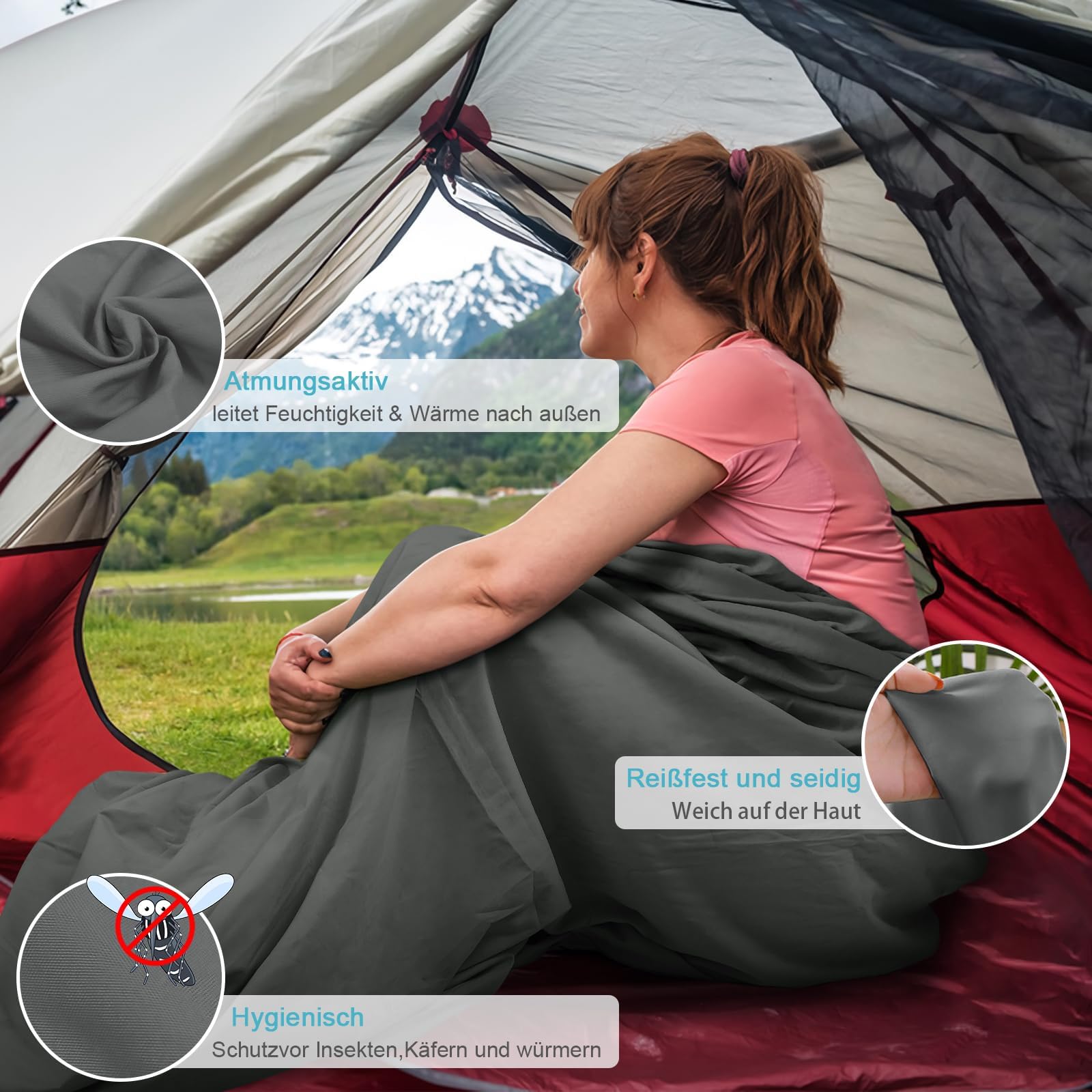 Lightweight Adult Sleeping Bag Liner - Portable Travel Sheet & Camping Sack for Hostels, Hiking & Outdoor Adventures | Breathable Single Sleep Sack for Backpacking, Camping & Travel