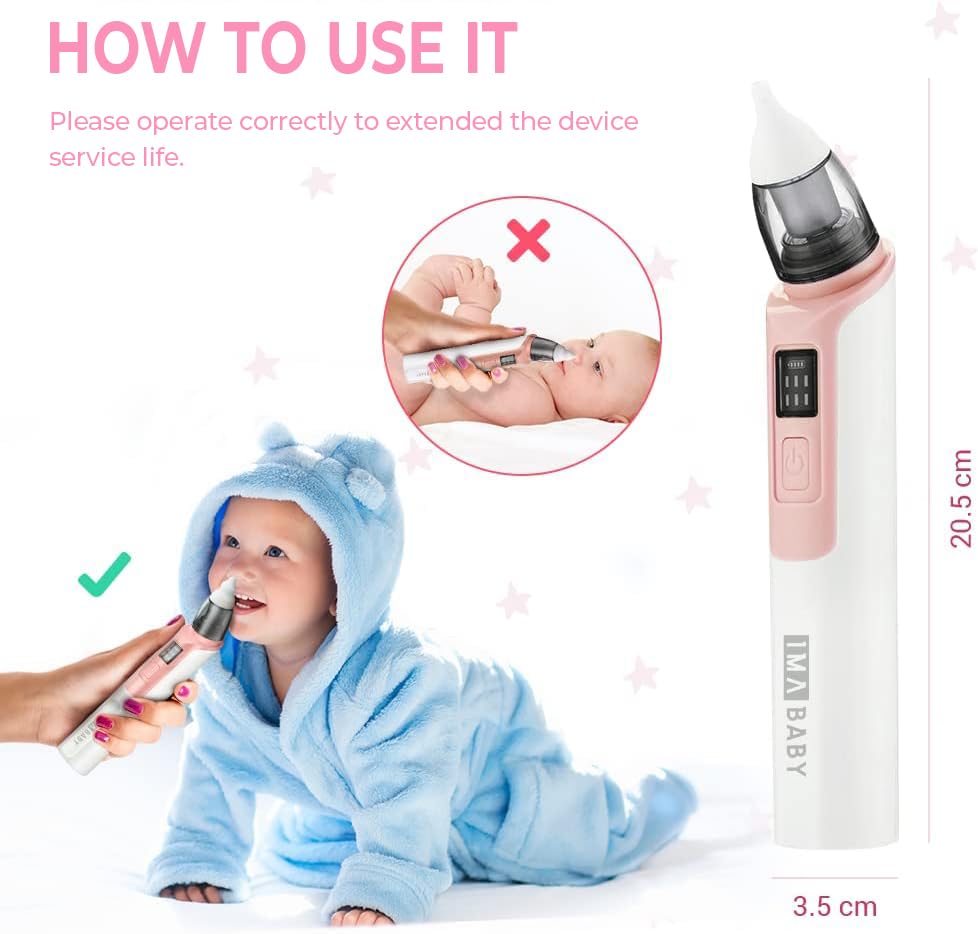 Electric Baby Nasal Aspirator - 6 Suction Levels, USB Rechargeable for Newborns at Home & Travel