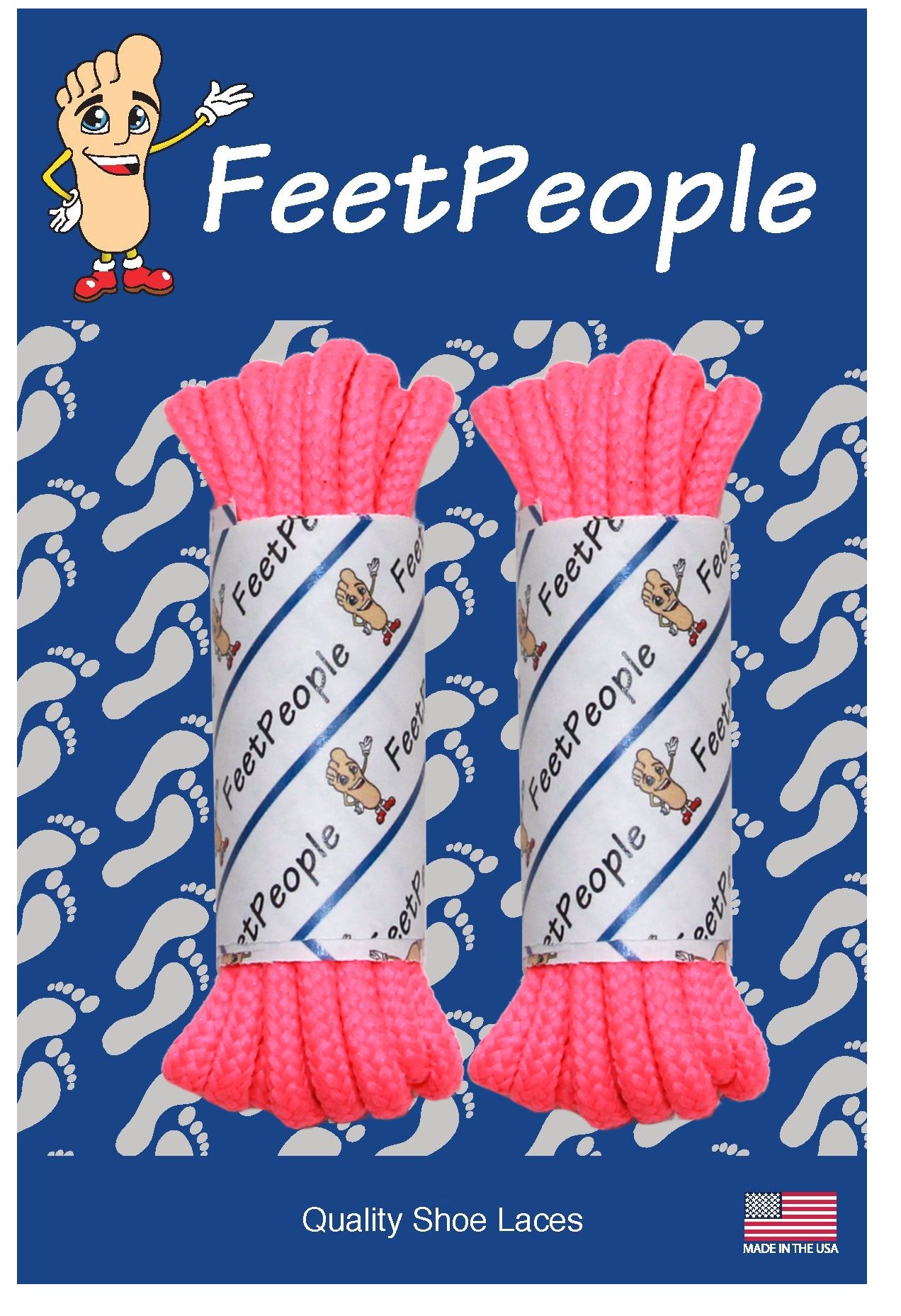FeetPeople Round Shoe Laces for Boots & Shoes - Neon Pink, 63 Inches (2 Pairs) | Durable & Stylish Replacement Laces for Work Boots, Sneakers & Casual Shoes