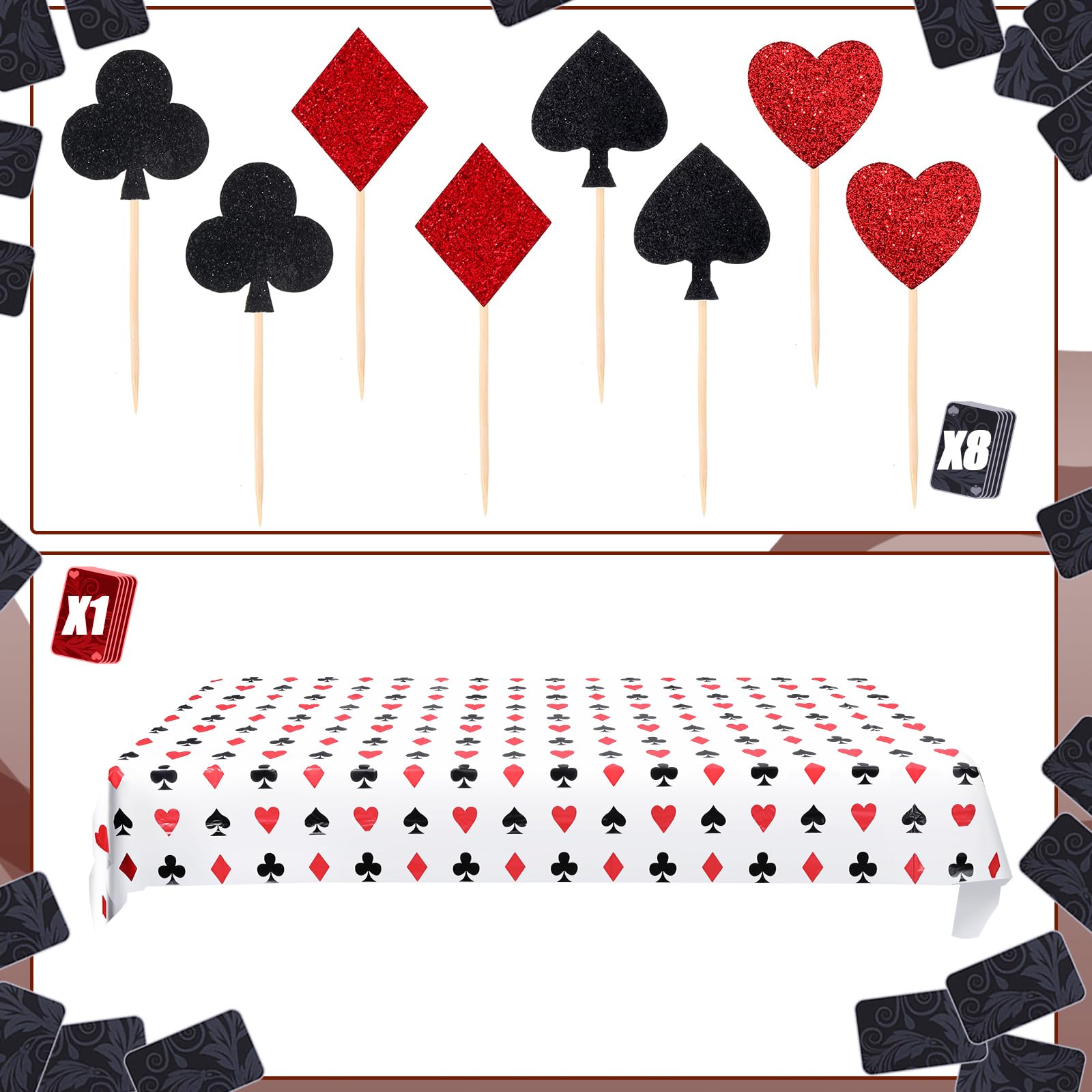 79-Piece Casino Theme Party Decorations Kit - Las Vegas Night Backdrop, Balloon Garland, Tablecloth, Cake Toppers & Foil Balloons for Casino Birthday, Bachelorette & Themed Events