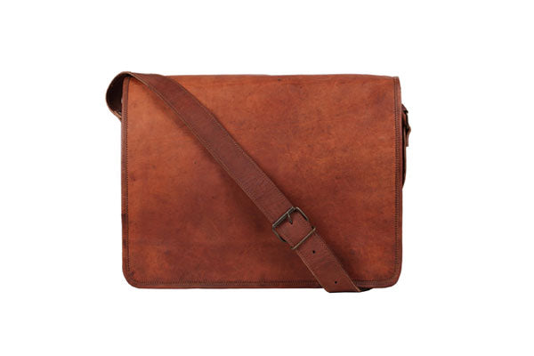 Handmade Leather Messenger Bag for Men & Women - Durable & Stylish Crossbody Laptop Bag for Work, Travel & Daily Commute