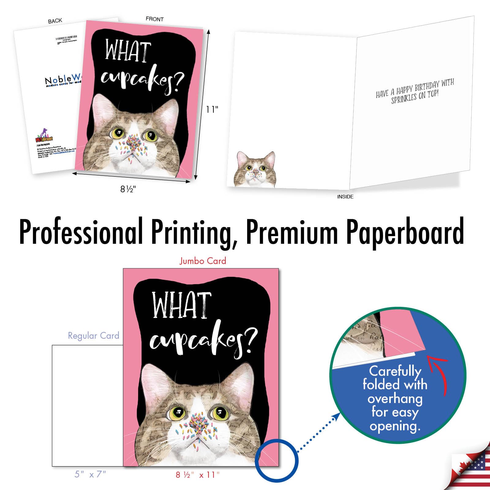 Funny Jumbo Birthday Card - 8.5 x 11 Inch Large Greeting Card with Cute Animal Humor | Cat Antics Design | Perfect for Birthday Wishes, Parties & Special Occasions