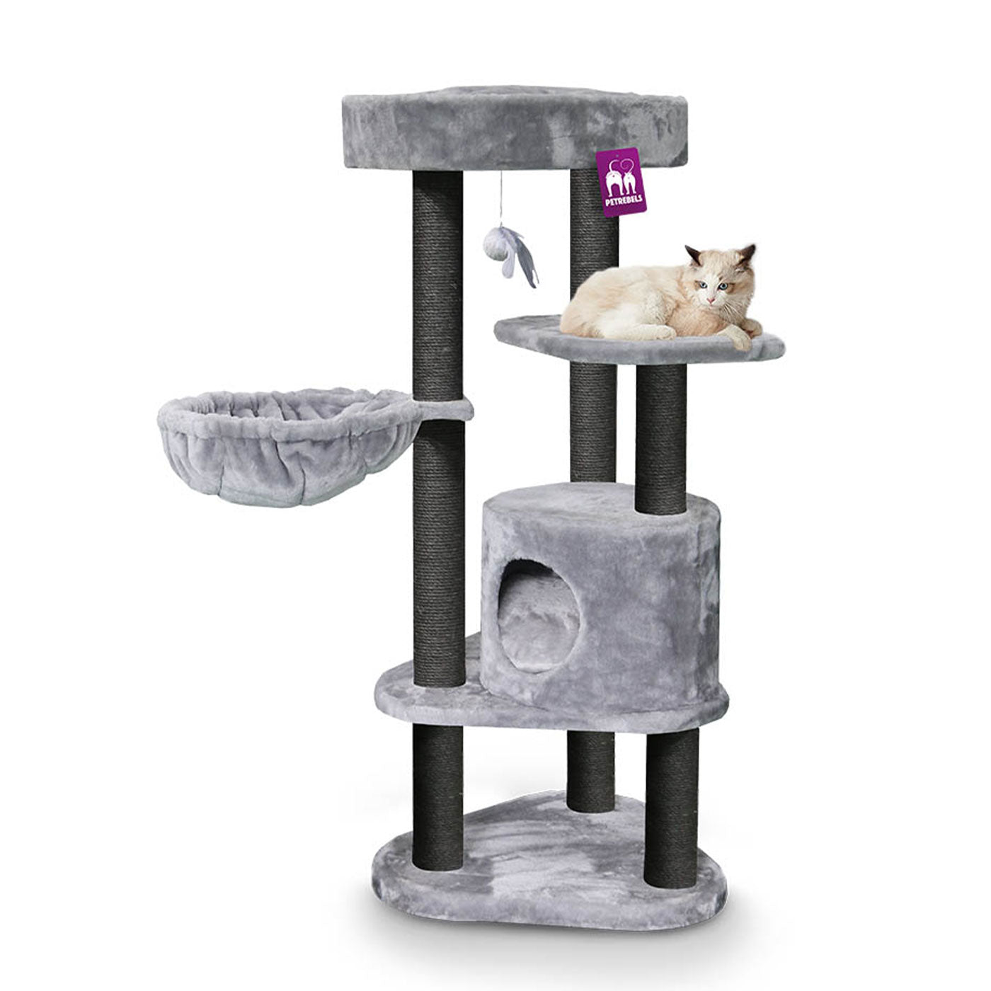 Kings & Queens Charlotte 134cm Cat Tree - Large Multi-Level Cat Condo with Scratching Posts & Perches - Perfect for Indoor Cats Play, Rest & Climbing