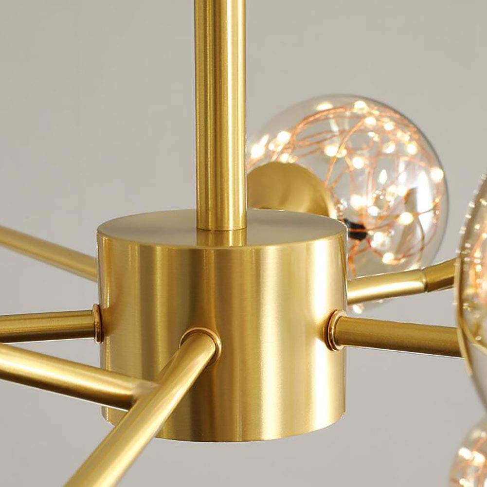 Modern LED Ceiling Pendant Light - Copper Warm Light Chandelier for Dining Room, Bedroom, Living Room & Bathroom | Energy Efficient Flush Mount Hanging Lighting Fixture | Perfect for Home Decor and Ambient Lighting