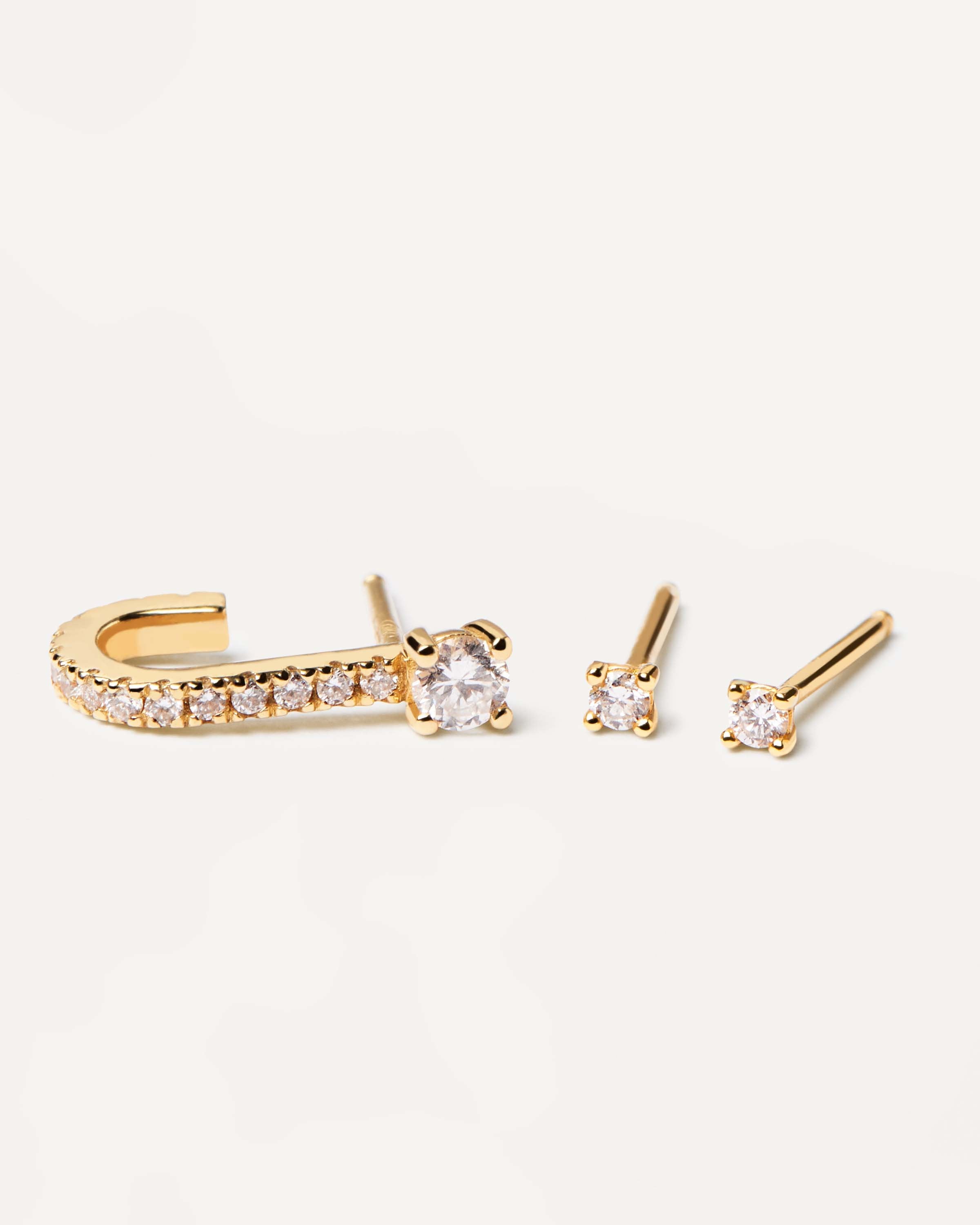 Diamond and Gold Eternity Earrings Set for Women - Elegant 14K Gold Hoop Earrings with Sparkling Stones - Perfect for Weddings, Anniversaries & Special Occasions